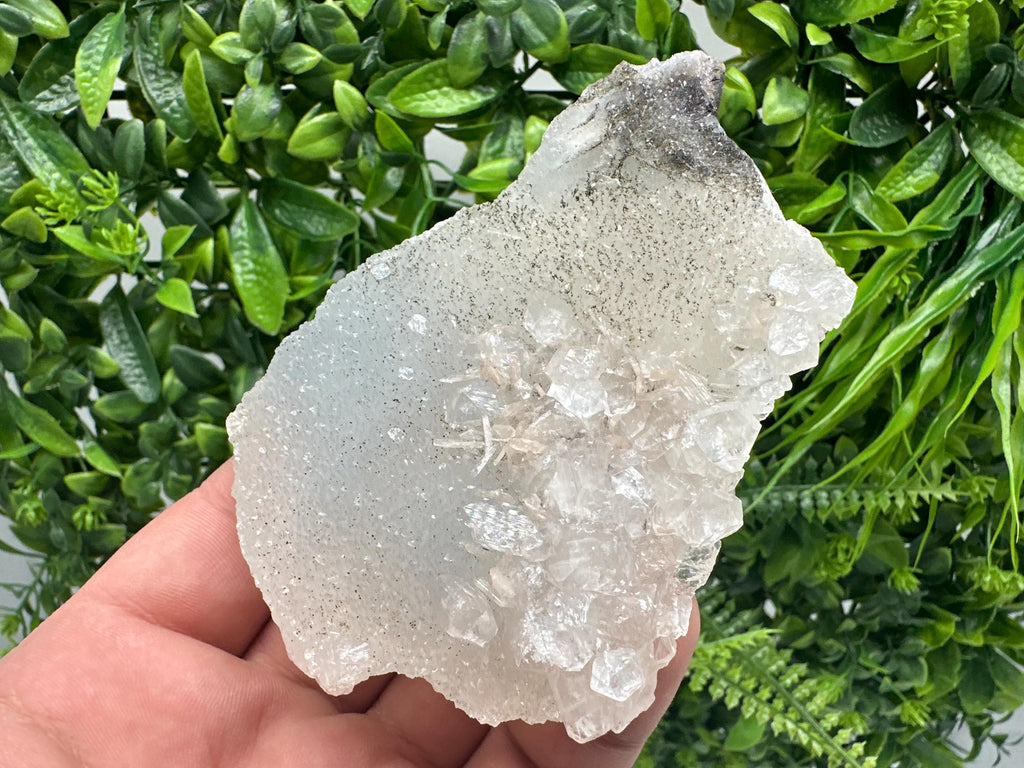 Transparent Apophyllite on Chalcedony, Natural Crystal Specimen, India Minerals