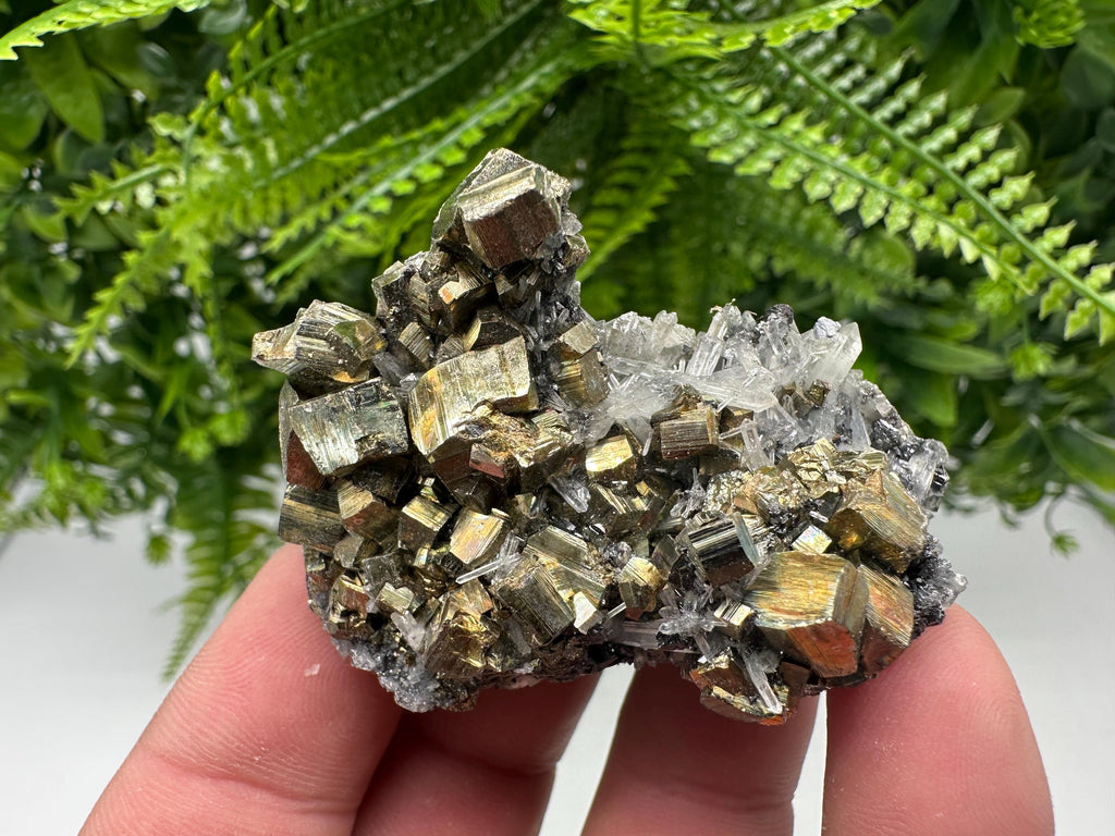 Rainbow Pyrite & Sphalerite on Quartz: Natural Crystal Decor