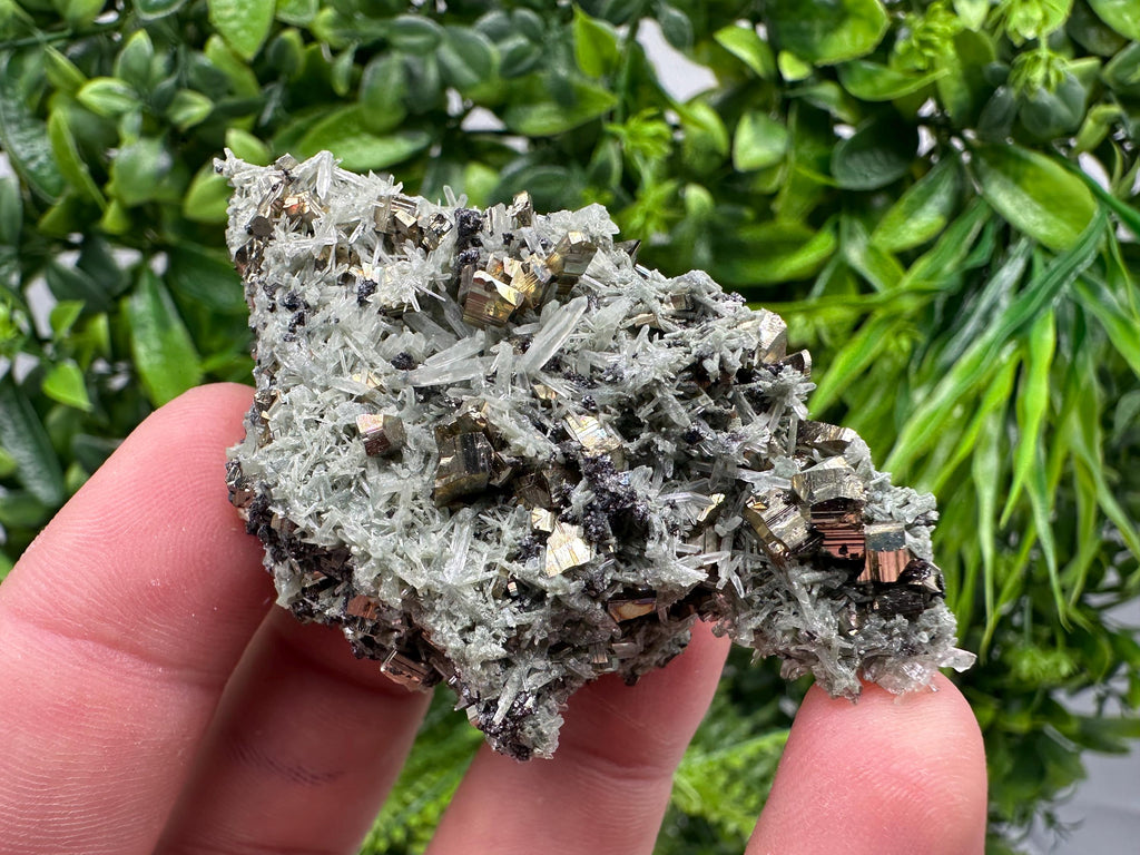 Pyrite on Green Quartz Mineral Specimen, Borieva Mine, Bulgaria
