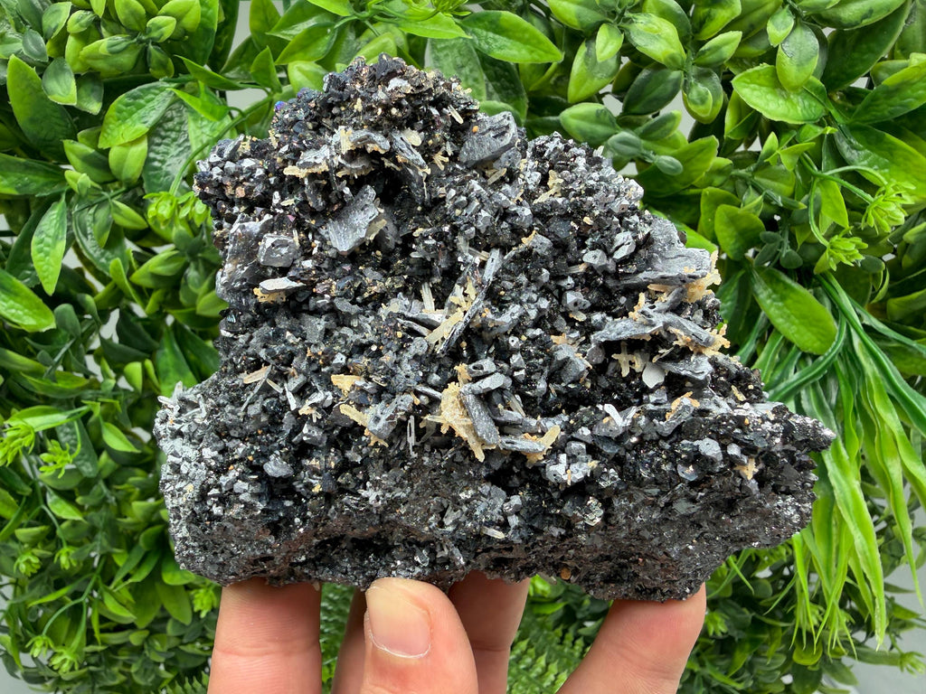 Natural Shiny Galena Cluster with Siderite Quartz, Bulgaria Mineral Specimen