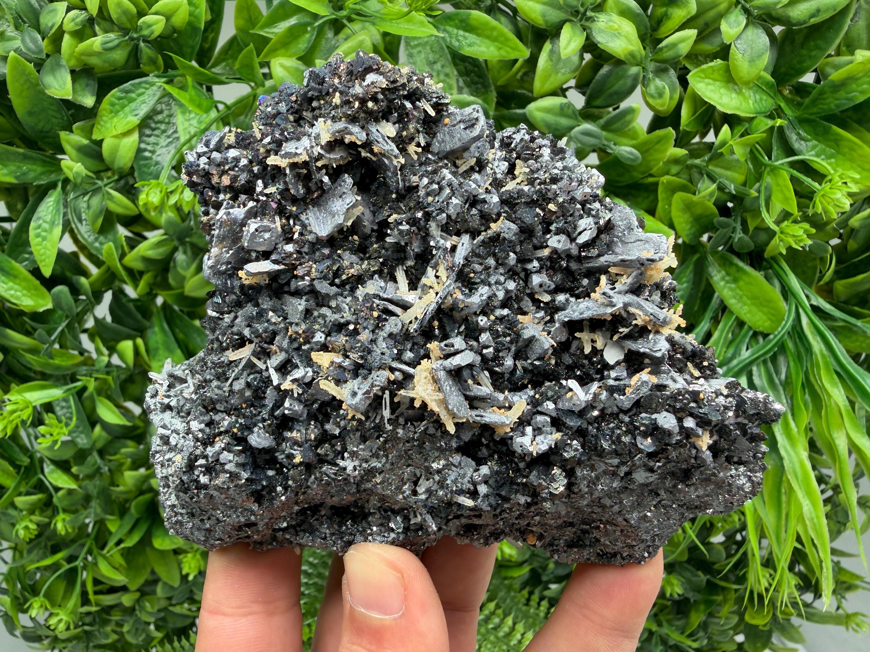 Natural Shiny Galena Cluster with Siderite Quartz, Bulgaria Mineral Specimen
