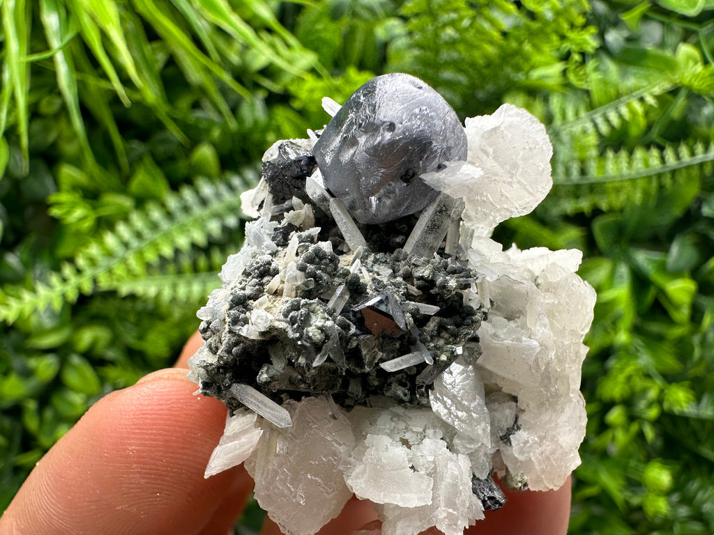 Mirror Galena, Calcite, Sphalerite on Quartz with Chlorite, Bulgaria