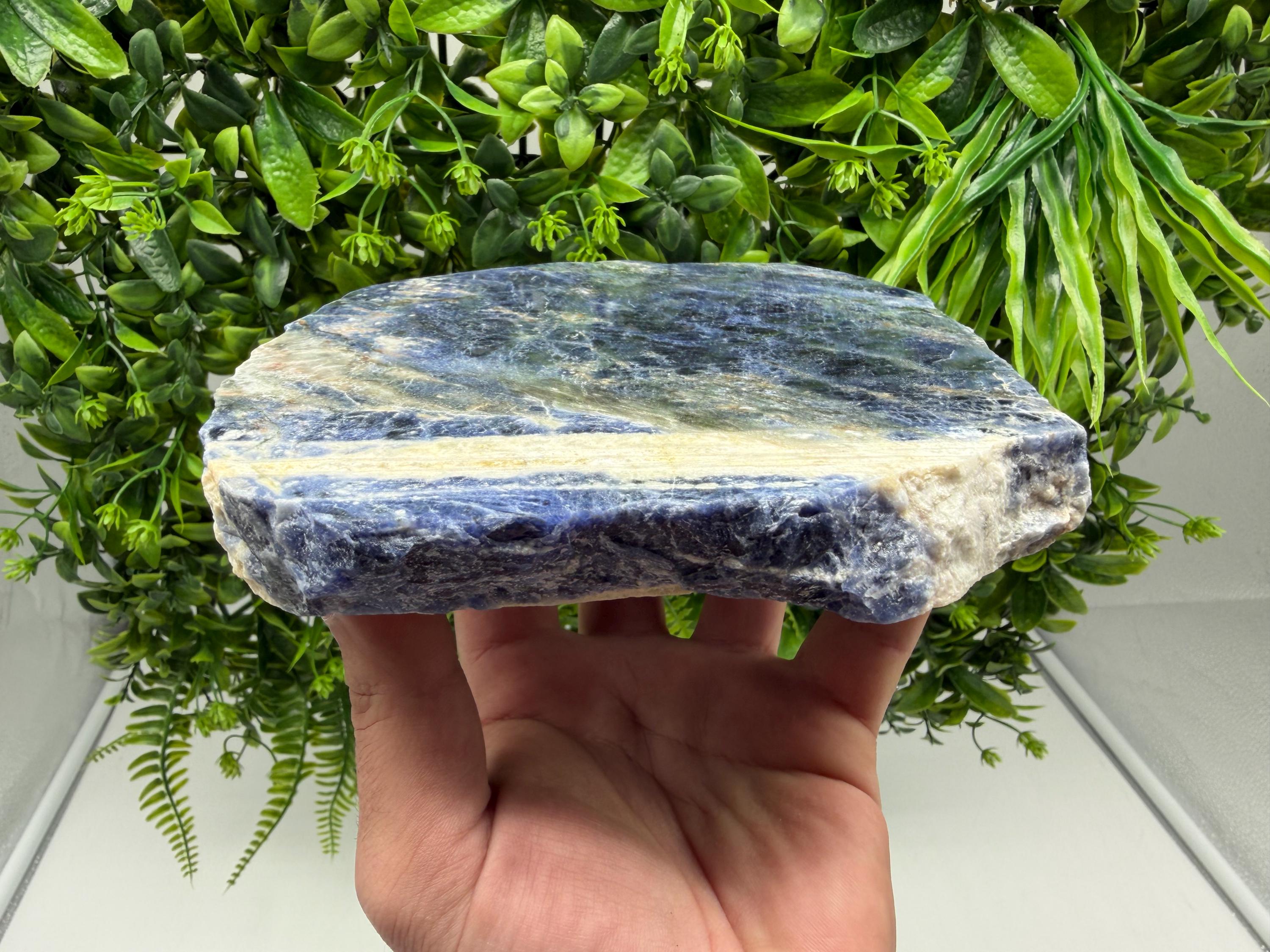 Polished Natural Sodalite Slice – Deep Blue Crystal Slab for Decor