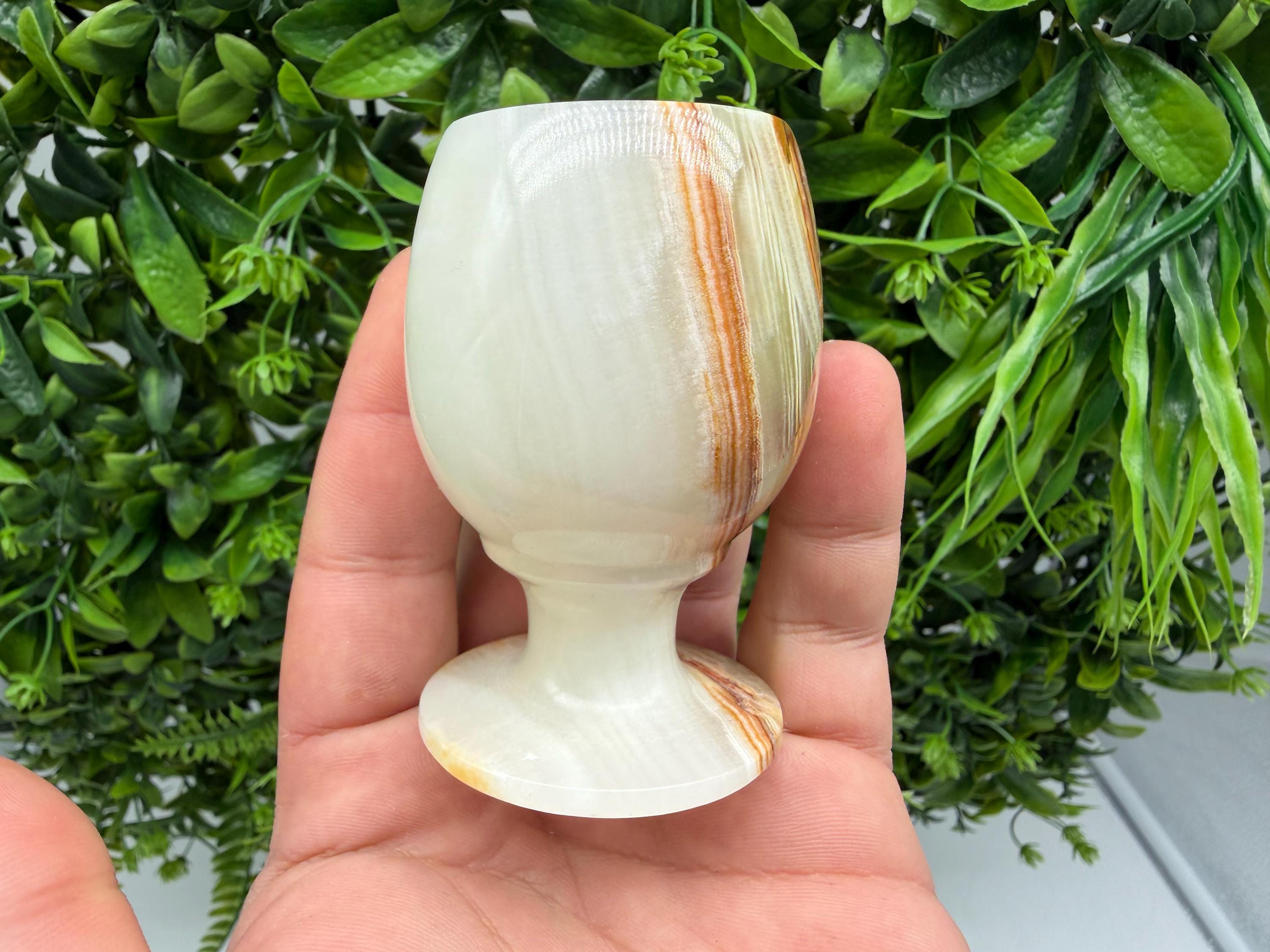 Vintage Natural Onyx Goblet Set: Stone Barware, 8cm WHIT BOX