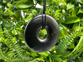 Shungite Circle Pendant Necklace: EMF Protection Healing Stone