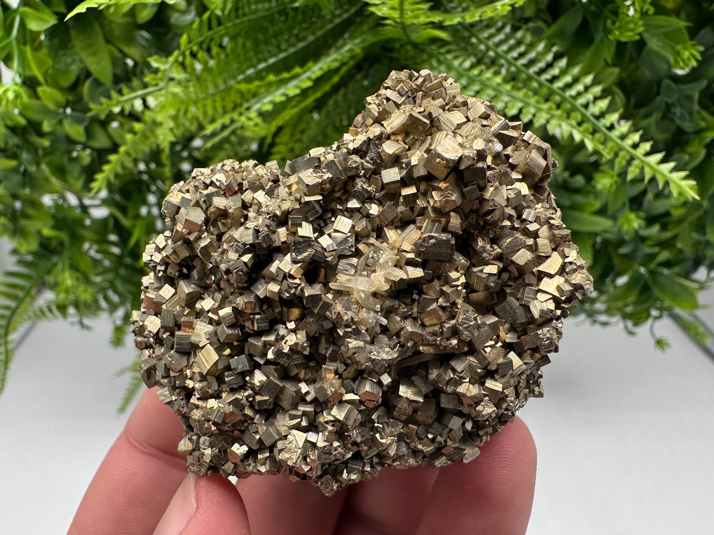 Rainbow Pyrite with Calcite, Natural Mineral Souvenir