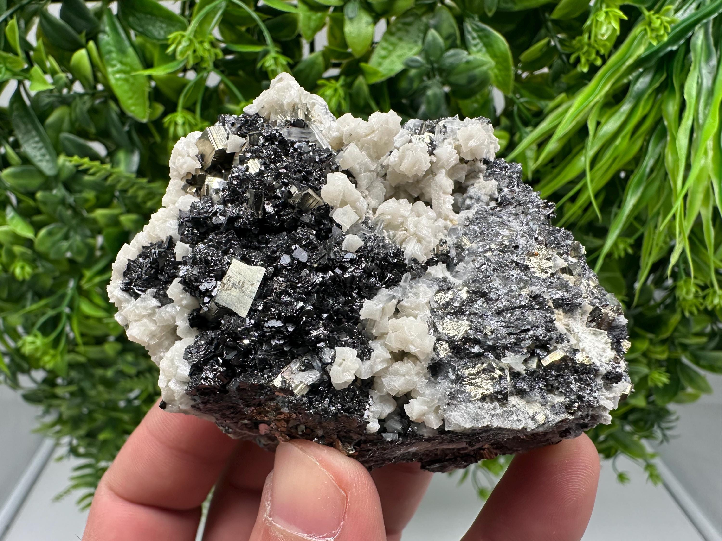 Quartz Calcite Sphalerite Mineral Specimen: Madan Bulgaria Home Decor Stone