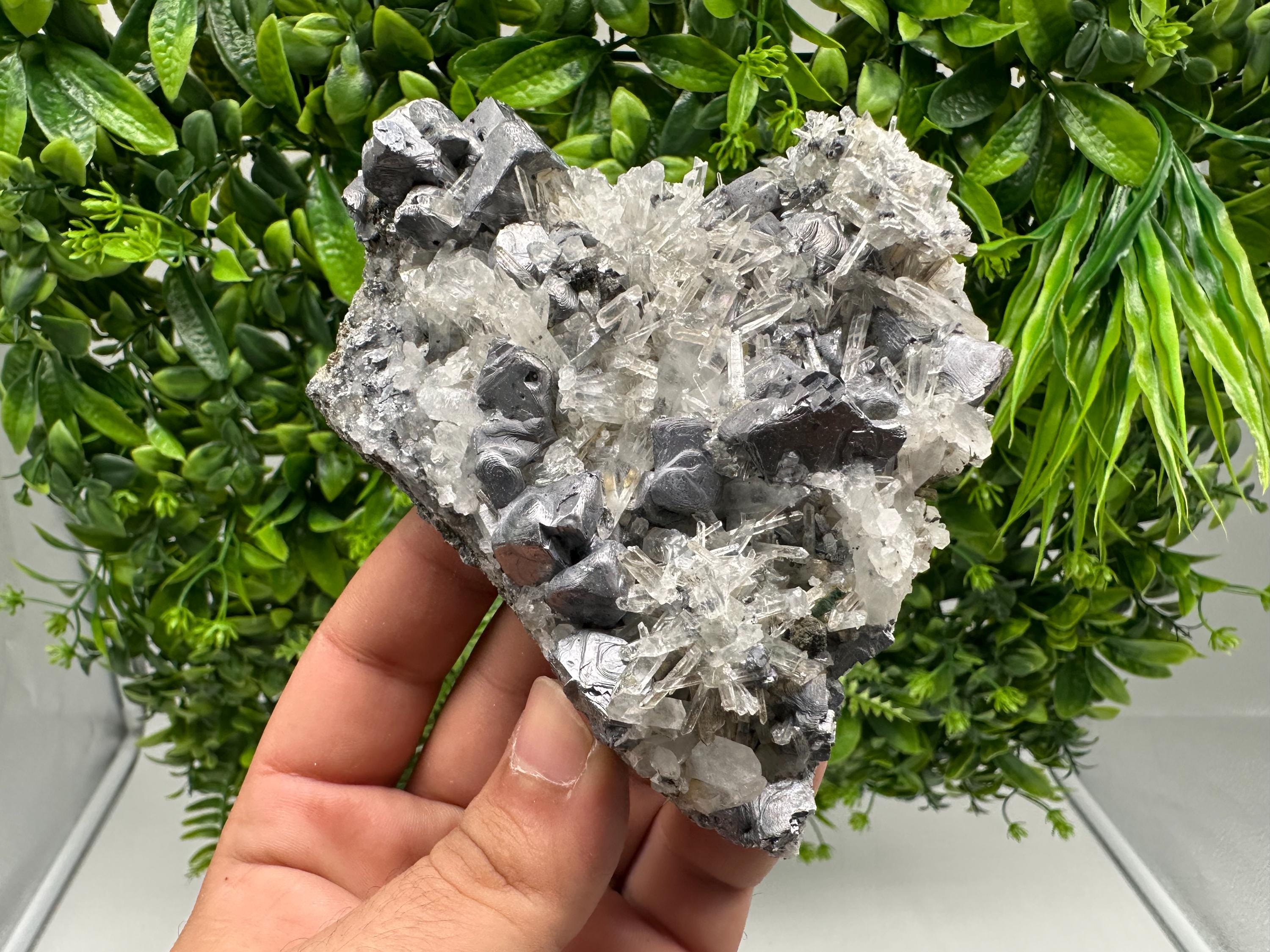 Amazing Galena spinel law on Quartz whit Siderite,from Krushev dol mine,Bulgaria,natural,collection mineral specimen,home decor crystal,souv