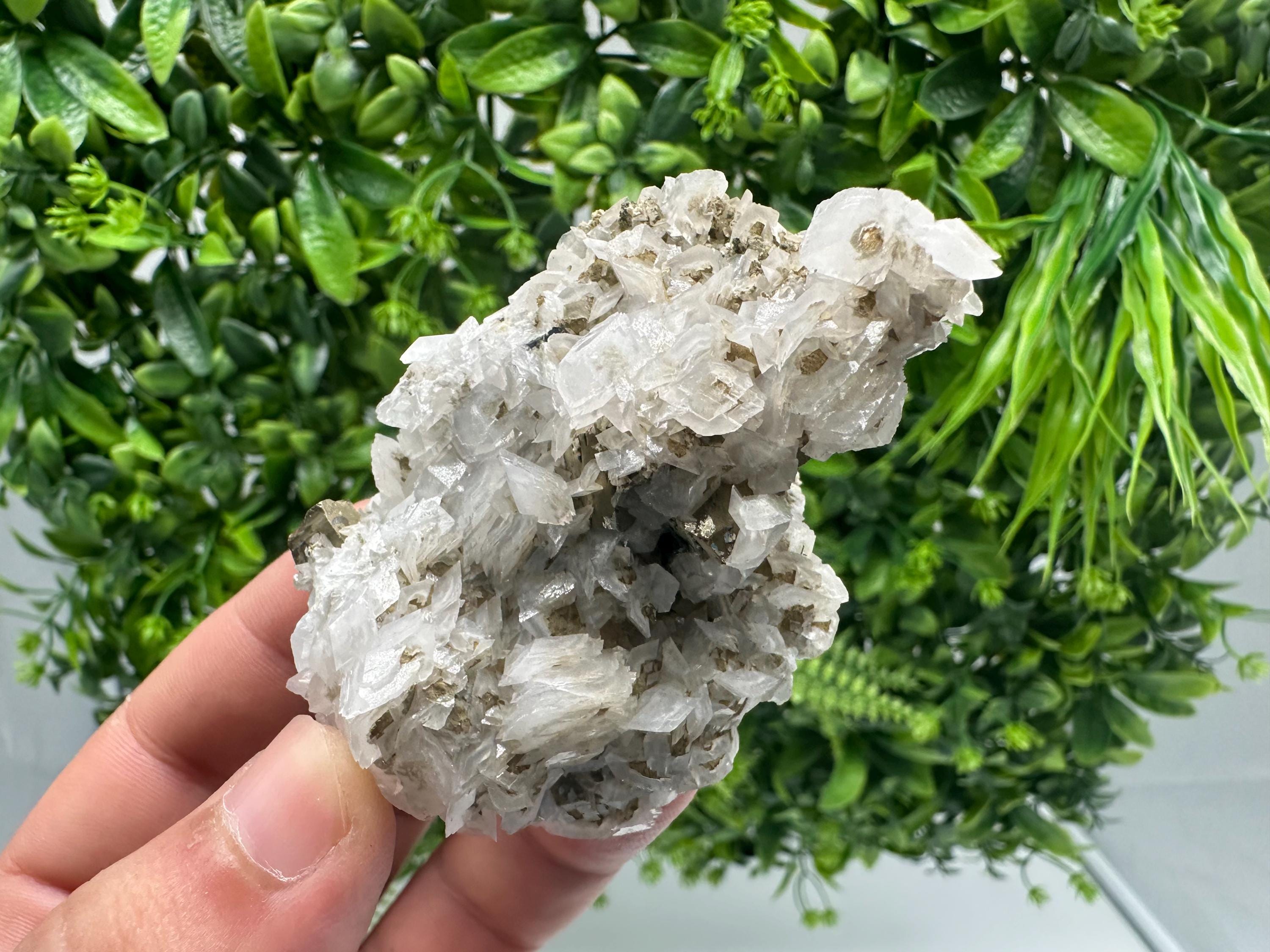 Quartz Crystal with Calcite and Chlorite: Borieva Mine, Bulgaria