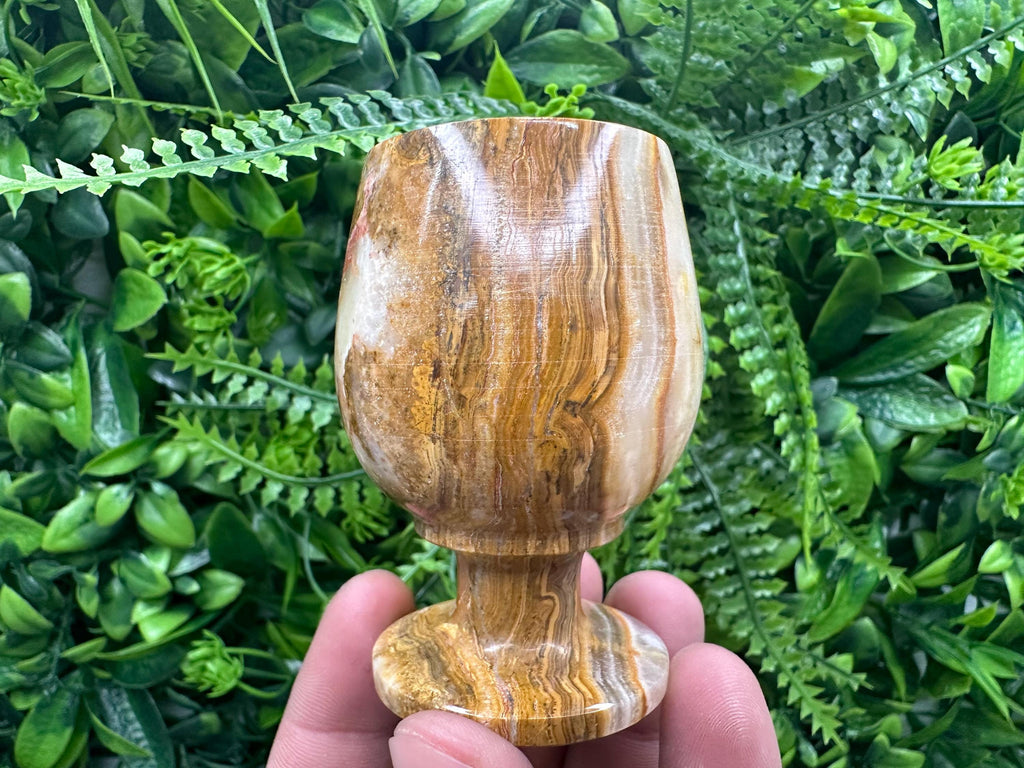 Vintage Natural Onyx Goblet: Unique Stone Wine Cup