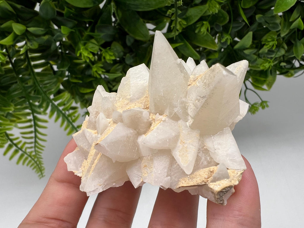 Calcite on Green Quartz: Djurcovo Mine, Bulgaria Healing Crystal