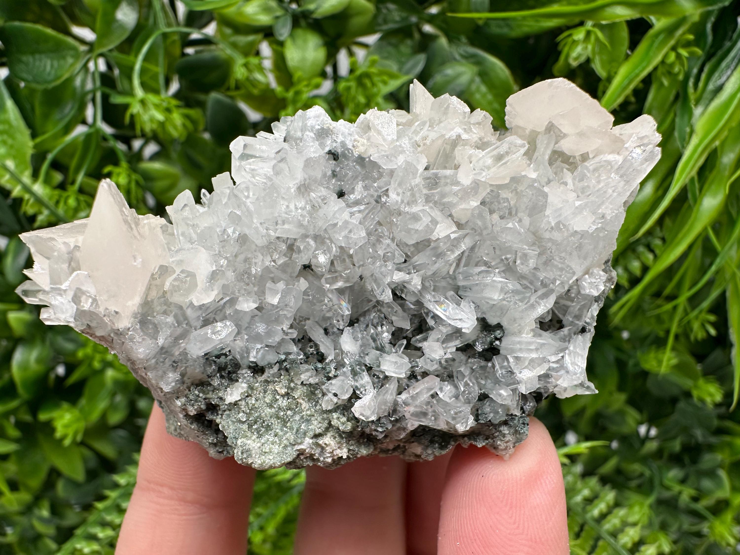 Calcite Quartz on Chlorite Matrix, Bulgaria Mineral Specimen