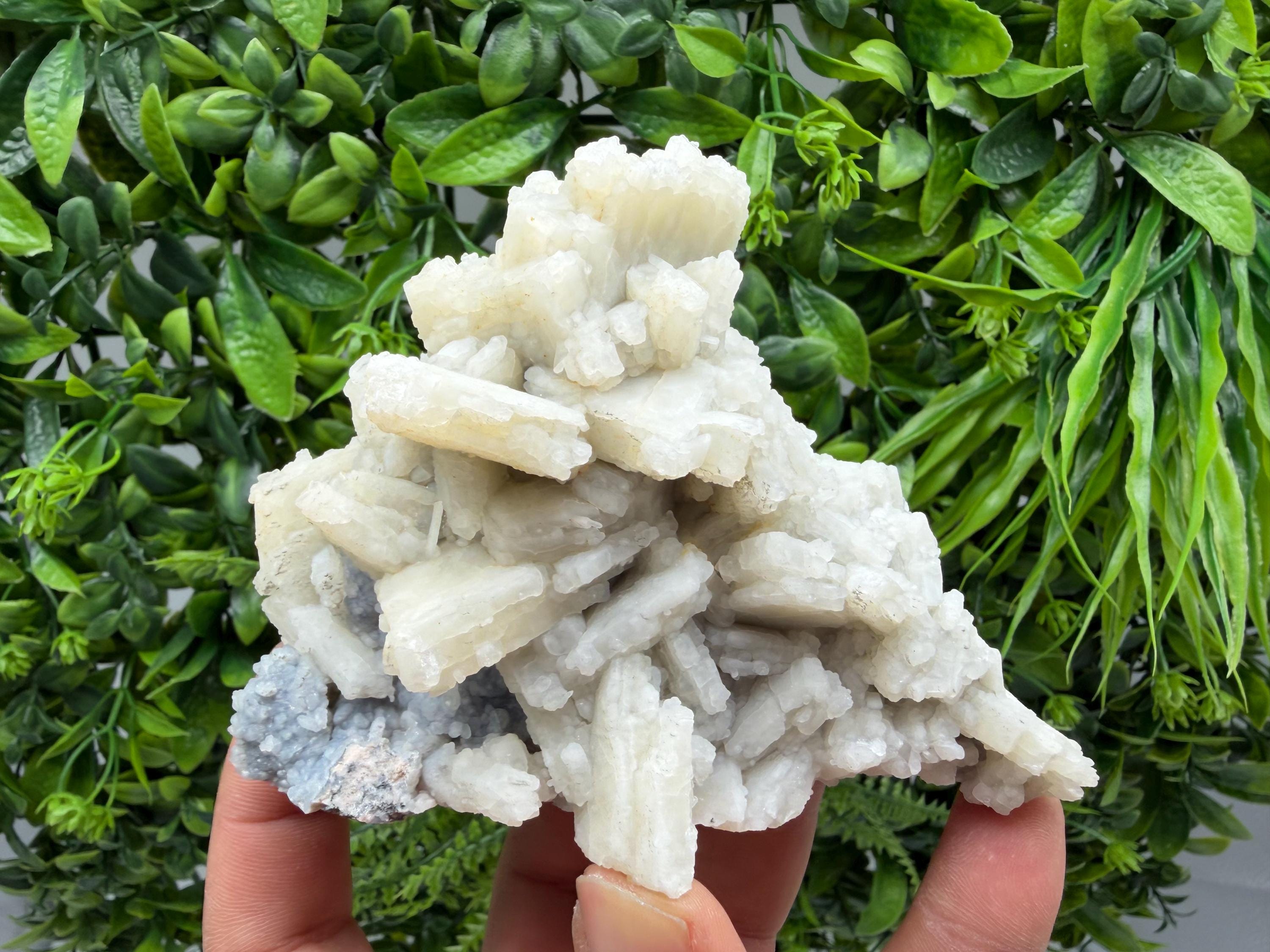 Rare Fluorescent Calcite after Barite on Chalcedony - Androvo Mine, Bulgaria