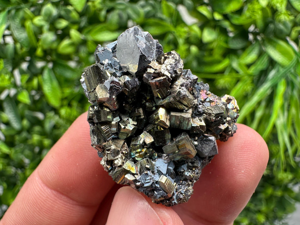 Rainbow Pyrite with Calcite, Natural Crystal Souvenir, Borieva Bulgaria
