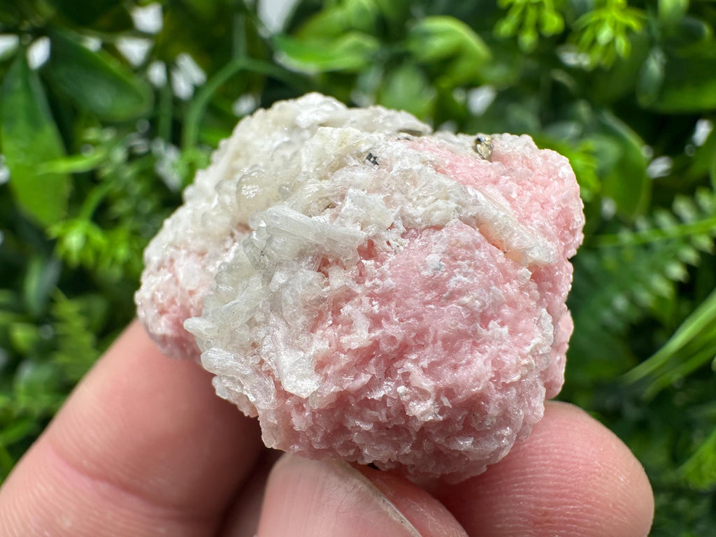 Rhodochrosite on Quartz Crystal, Starnica Mine, Bulgaria