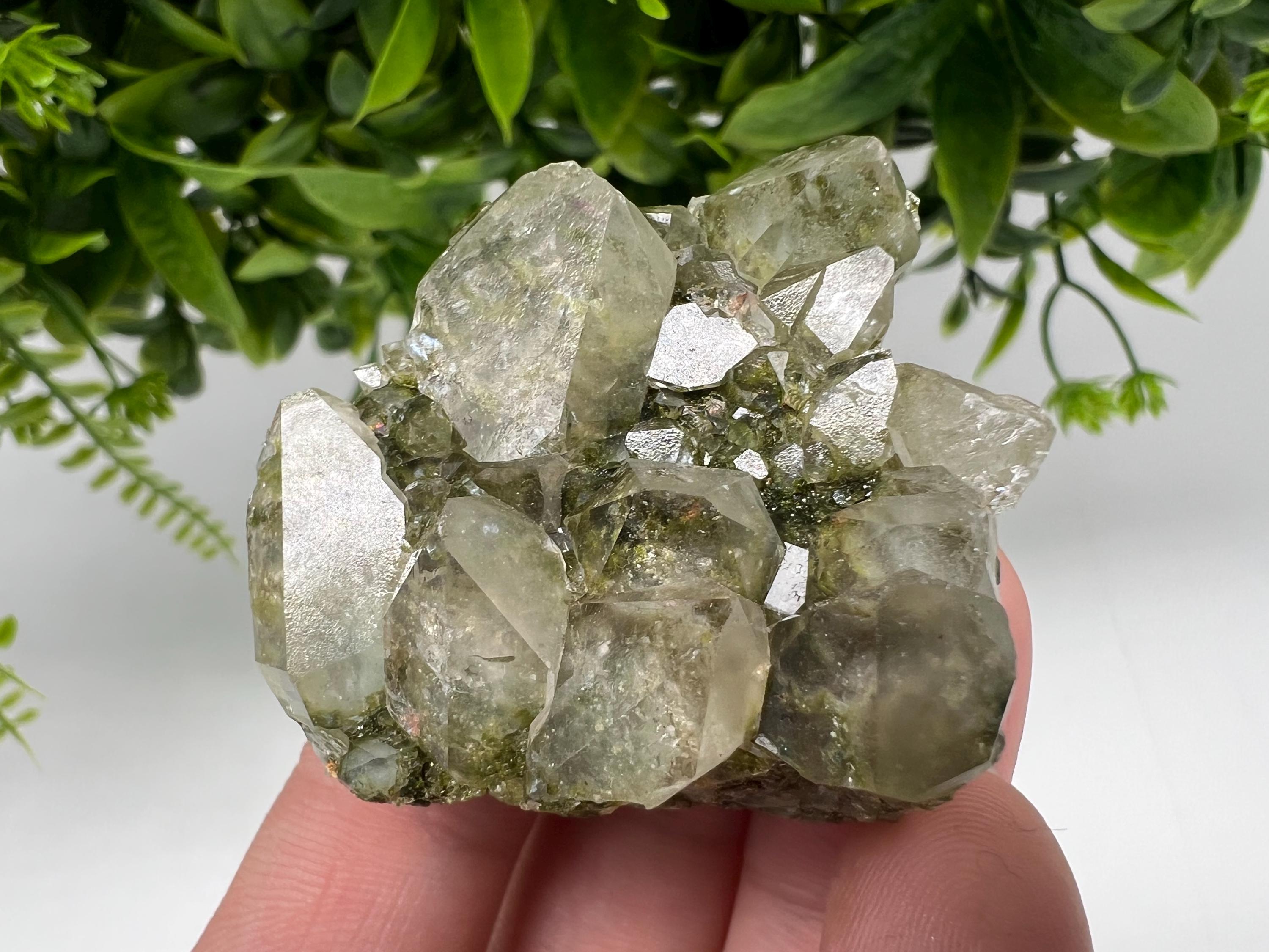 Sparkly Green Epidote with Quartz Crystals – Eastern Anatolian Mineral