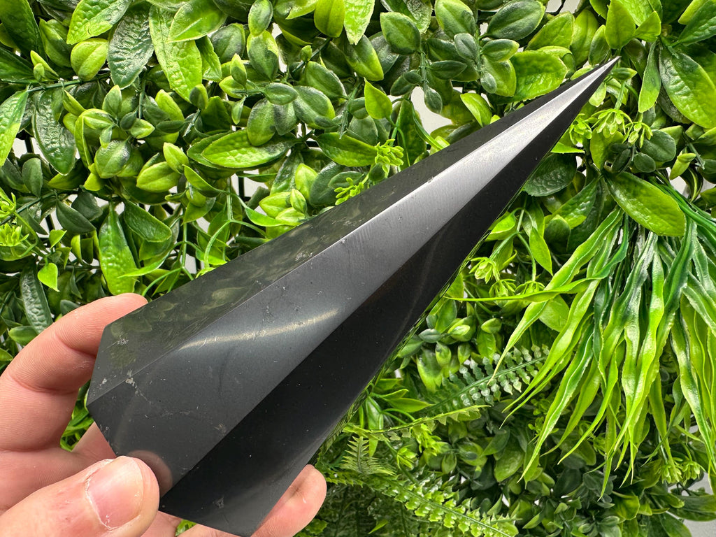 Shungite Pyramid Tower: EMF Protection Stone, Healing Crystal