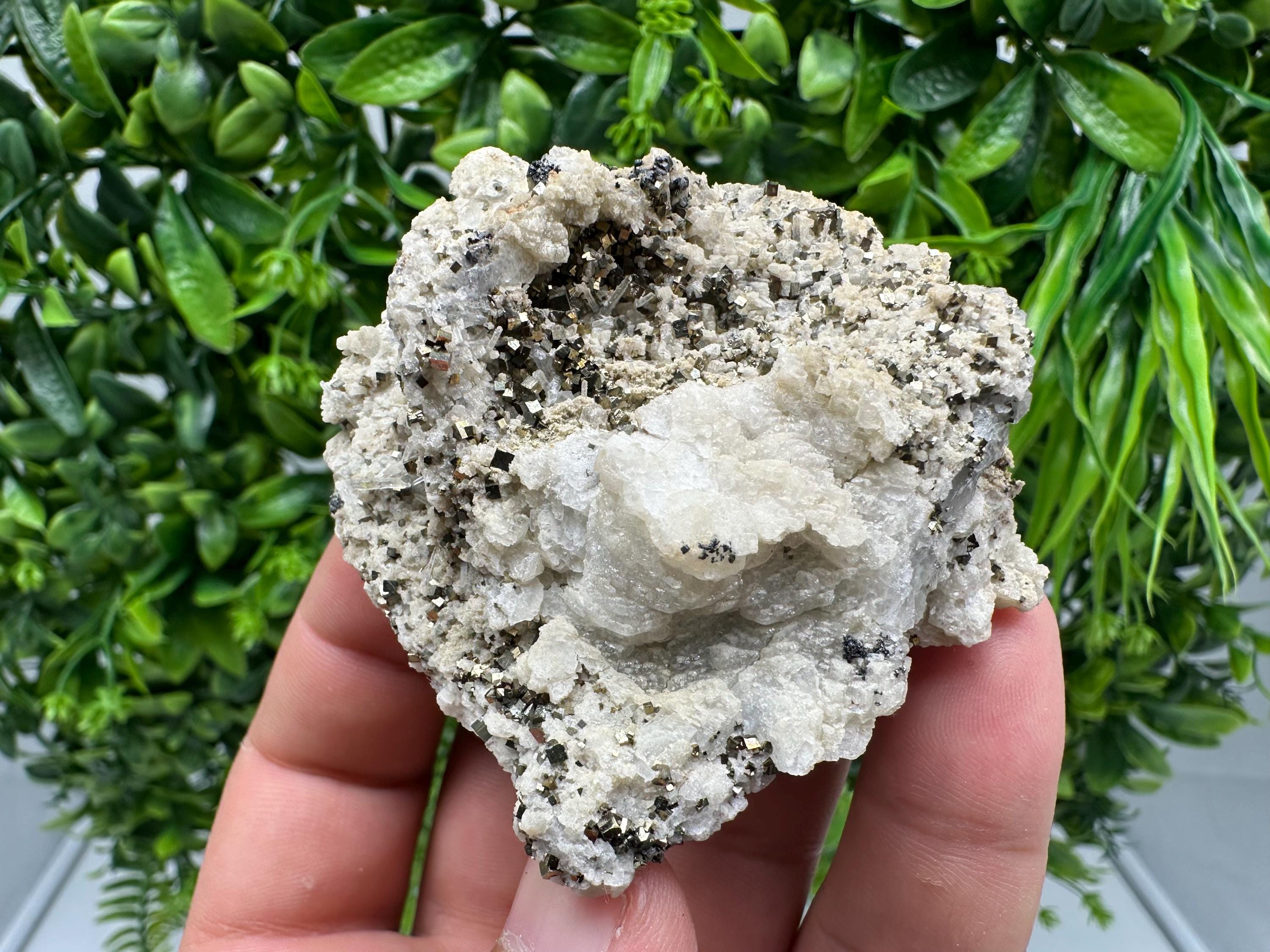 Pyrite on Green Quartz, Natural Minerals Specimen, Borieva Mine, Bulgaria