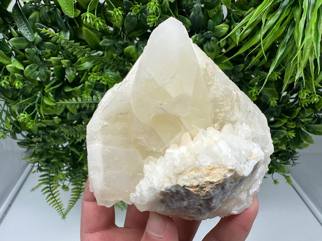 Calcite on Green Quartz: Laki Bulgaria Healing Crystal