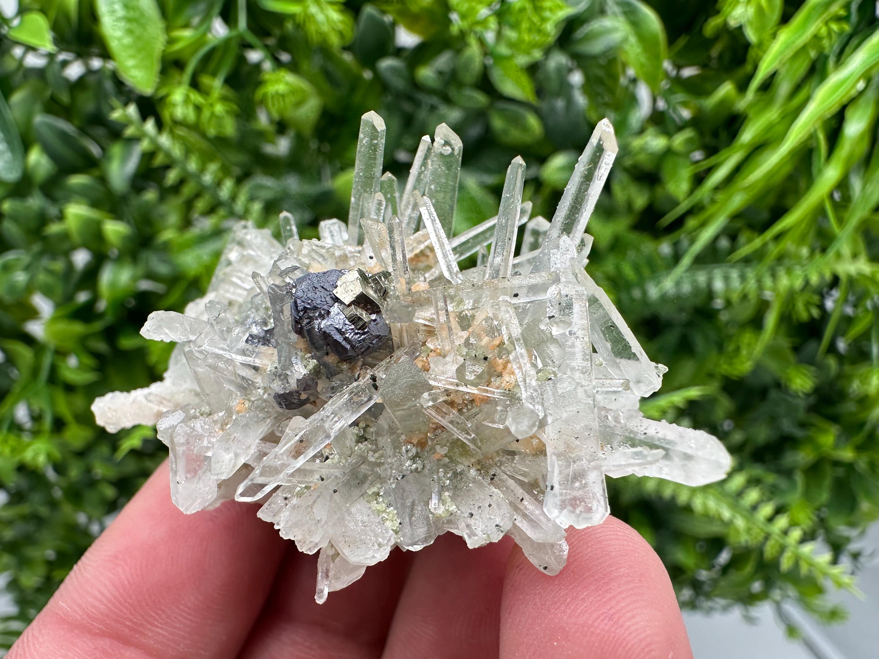 Quartz with Epidote Mineral Specimen, Borieva Mine, Bulgaria