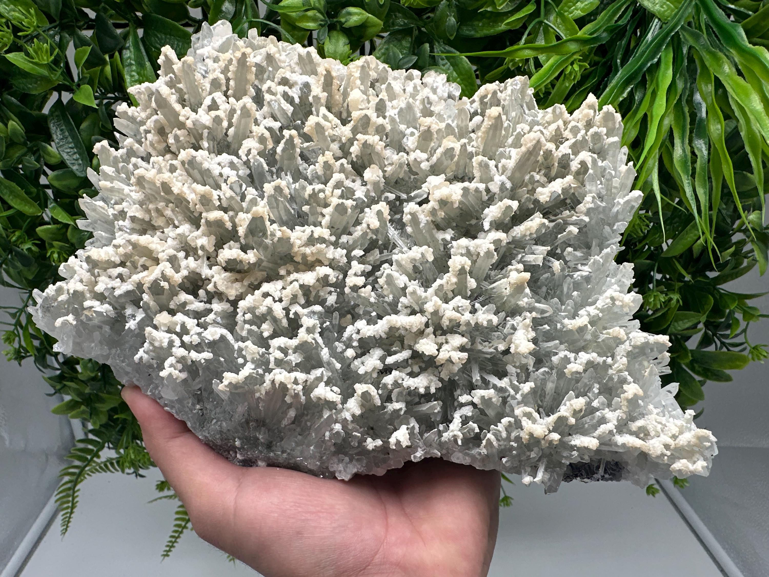 Quartz with Calcite Cluster: Krushev Dol Mine, Bulgaria