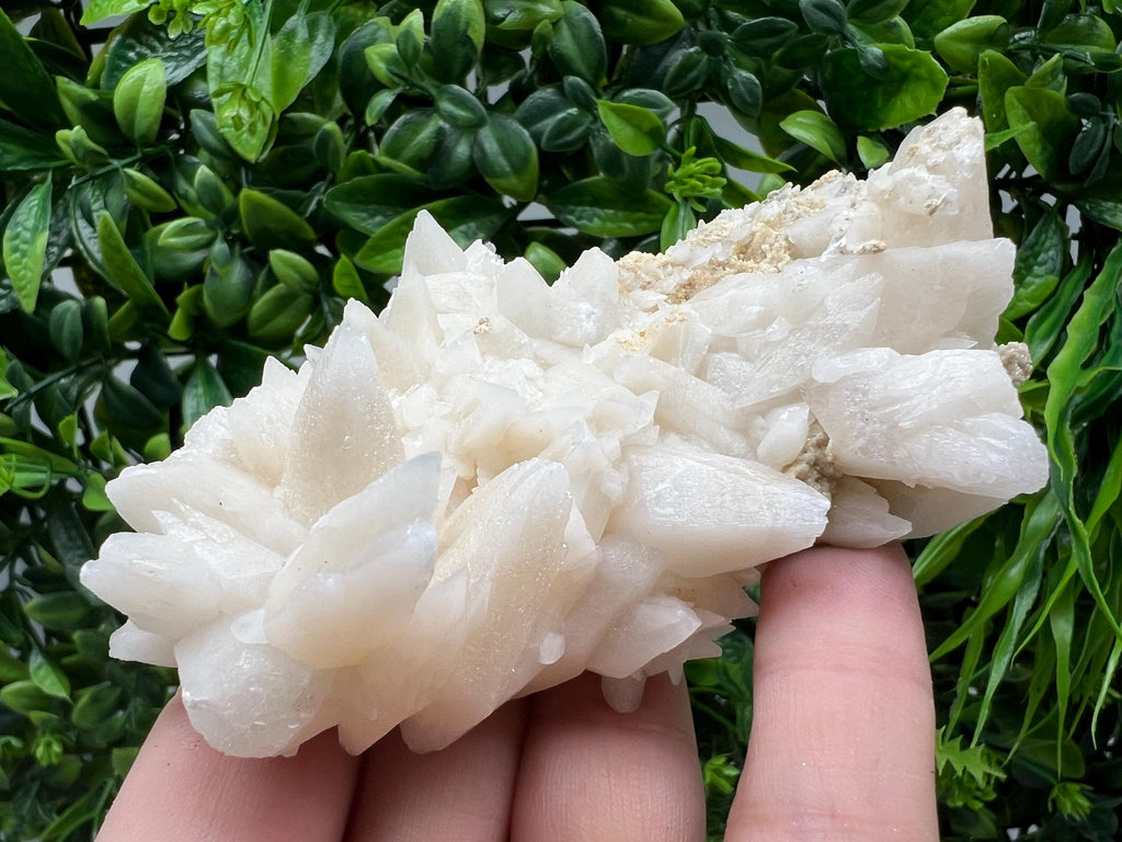 Calcite on Green Quartz: Djurcovo Mine, Bulgaria Healing Crystal