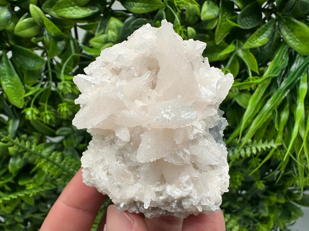 Calcite on Green Quartz: Djurcovo Mine, Bulgaria