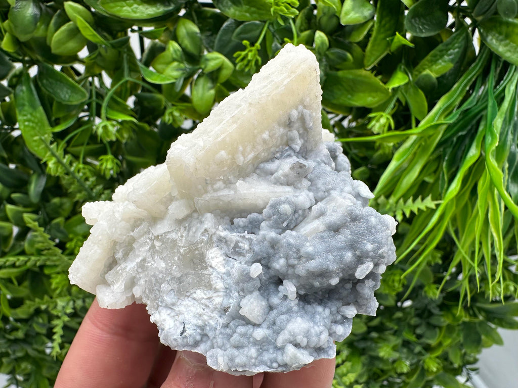 Rare Fluorescent Calcite after Barite on Chalcedony - Androvo Mine, Bulgaria
