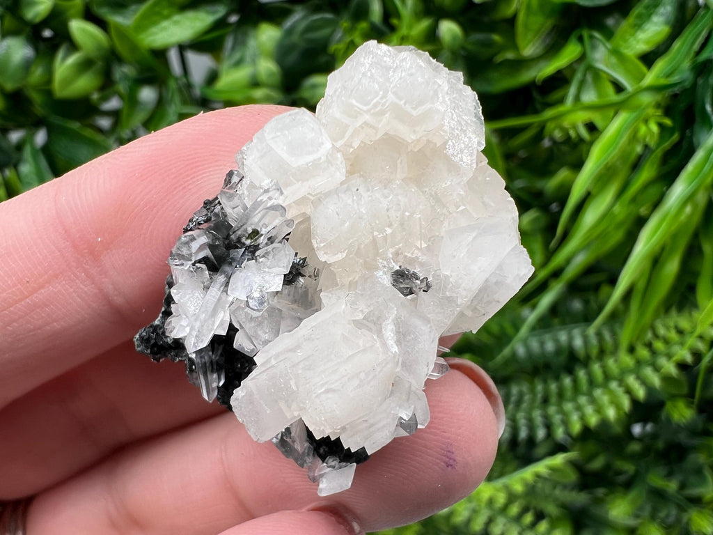 Quartz Crystal with Calcite and Chlorite - Borieva Mine, Bulgaria
