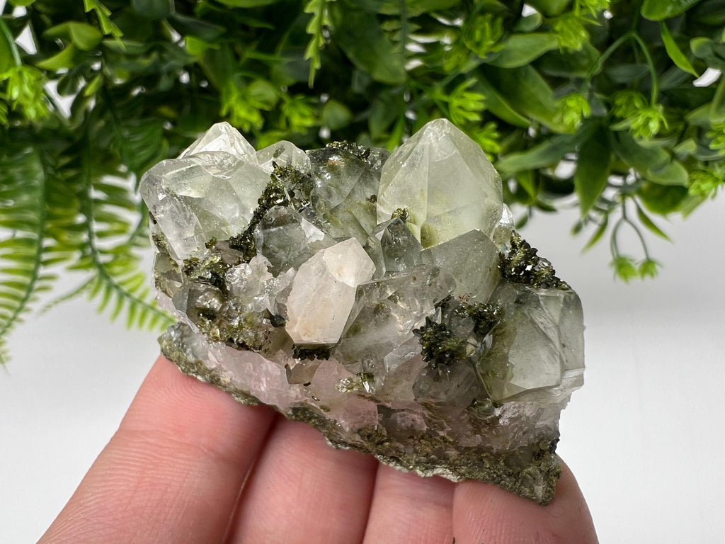 Green Epidote with Quartz Crystals - Extremely Sparkly with Rainbows,souvenirs collection stone,gift,decor, Eastern Anatolian, Turkey