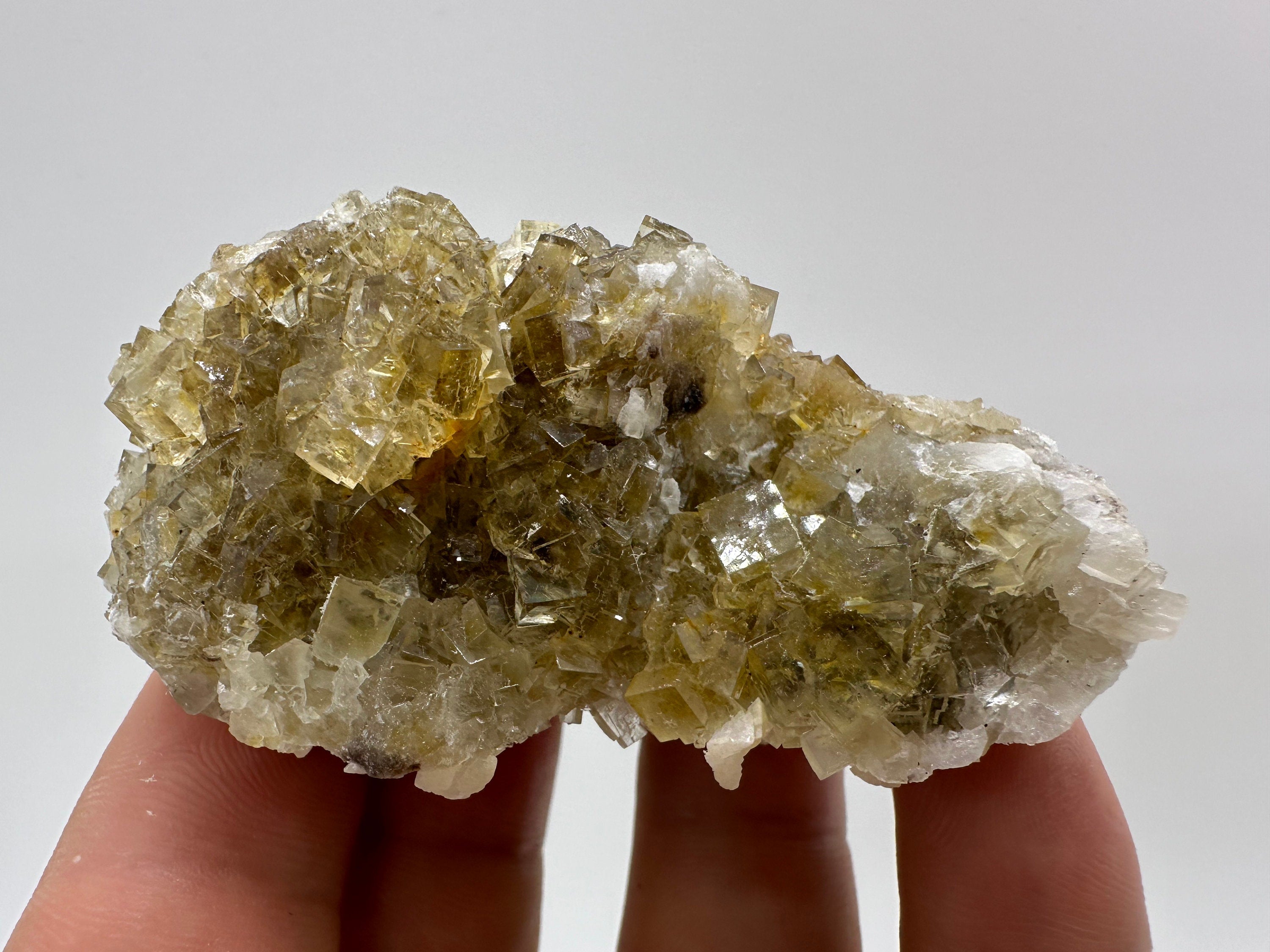 Yellow Fluorite and Calcite Mineral Specimen from Spain