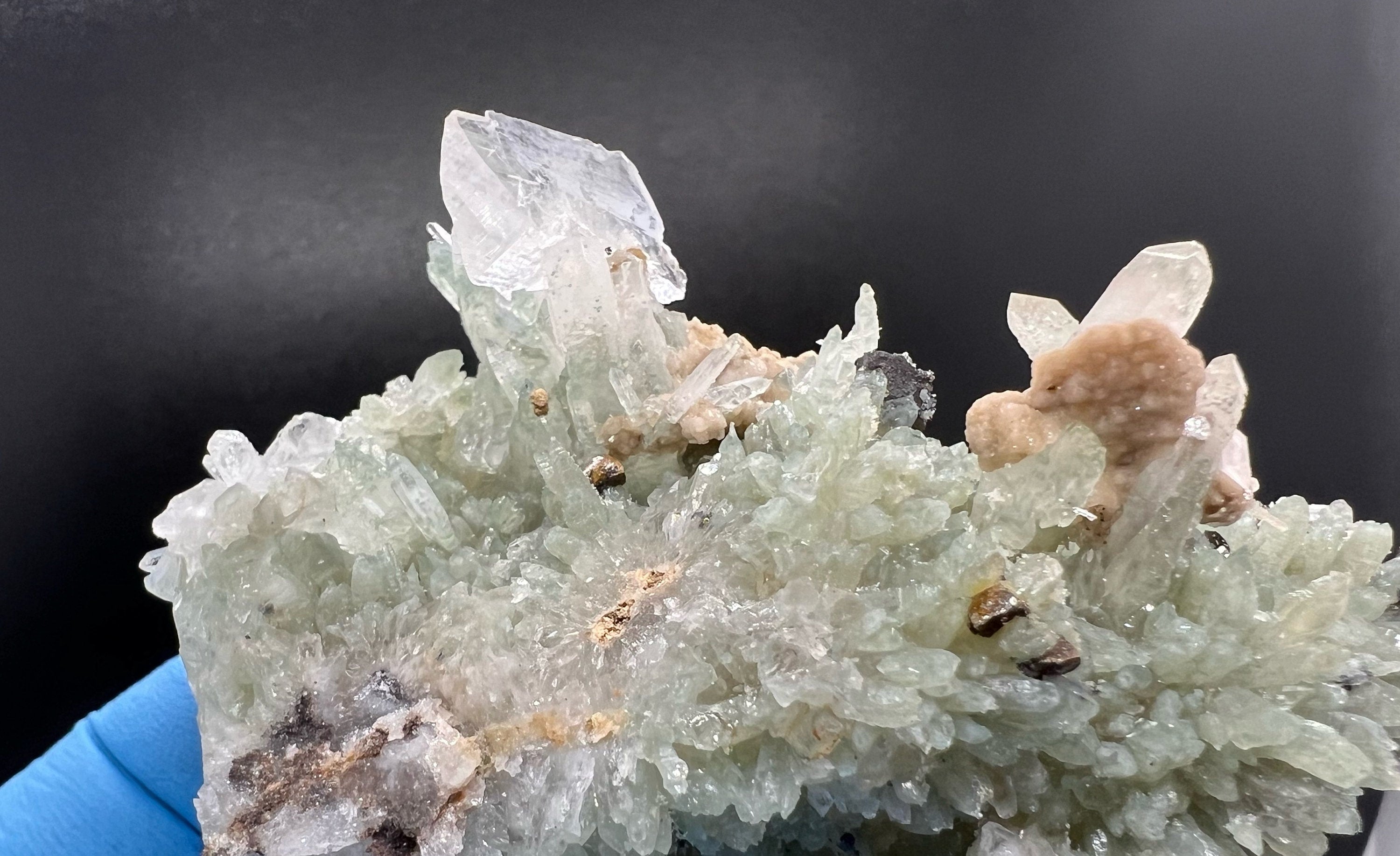 Green Quartz with Chlorite and Calcite: Natural Minerals Souvenir