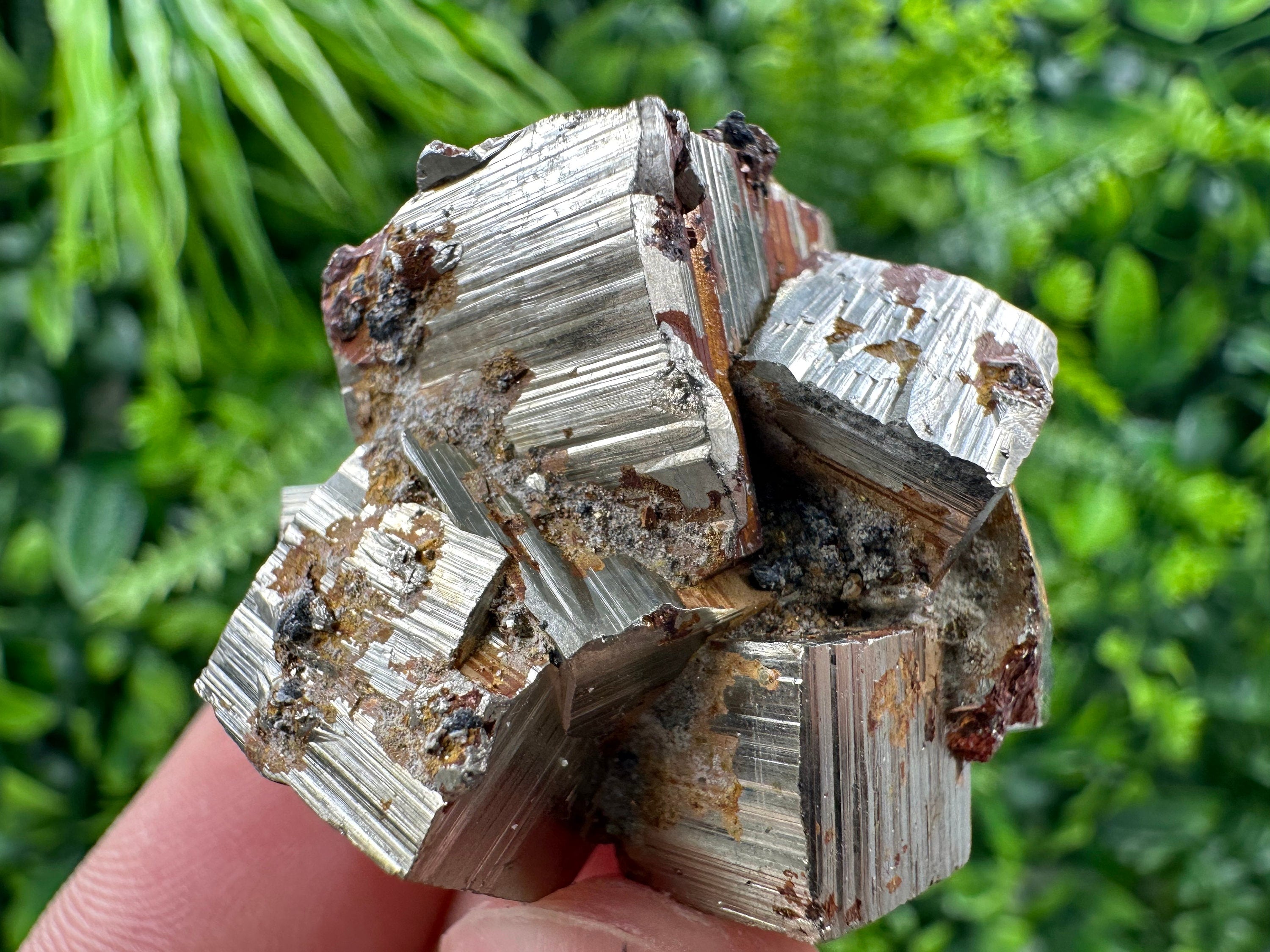 Pyrite with Hematite Mineral Specimen, Bulgaria Crystal Decor