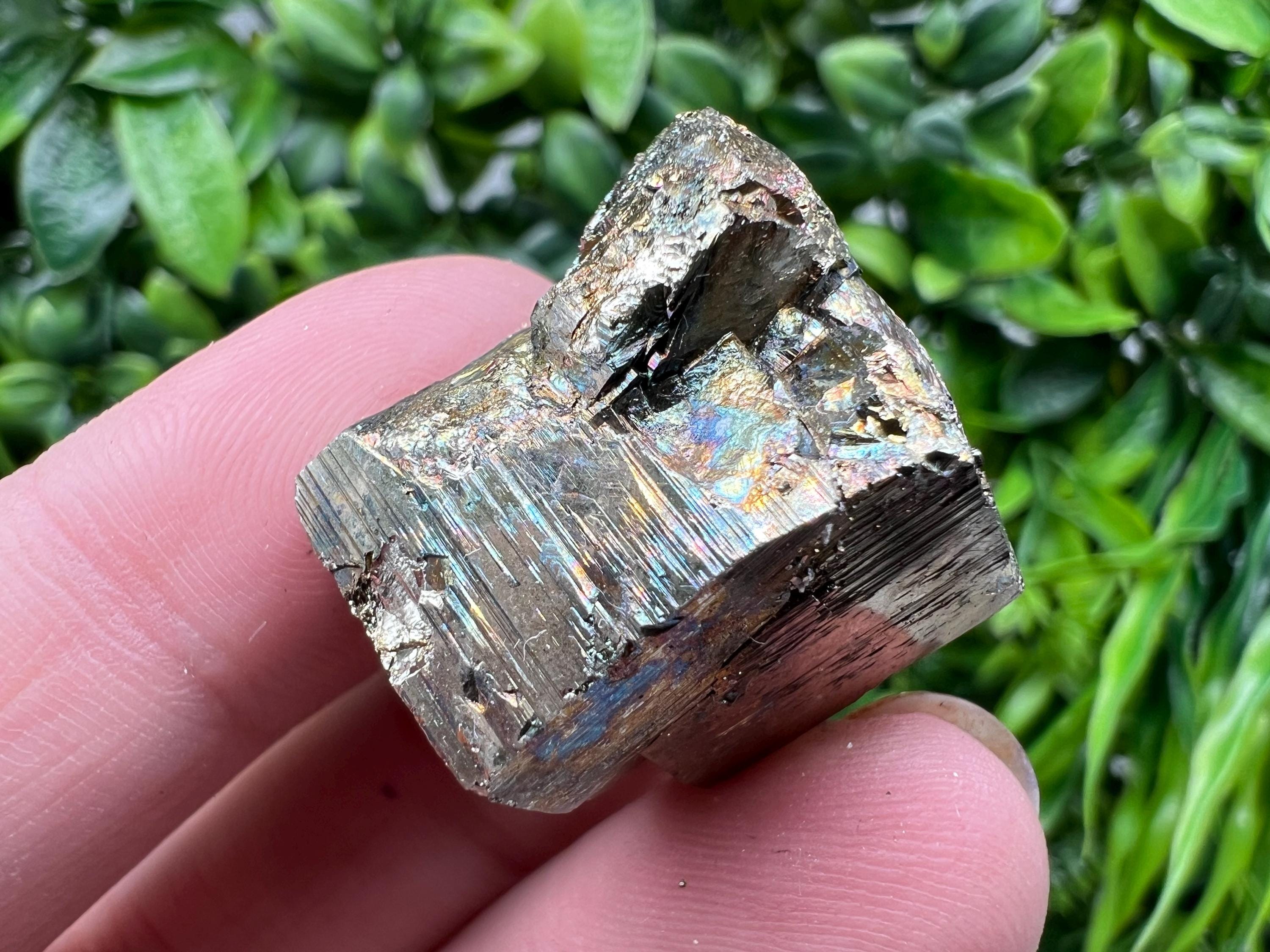Rainbow Pyrite with Calcite, Natural Crystal Mineral Souvenir