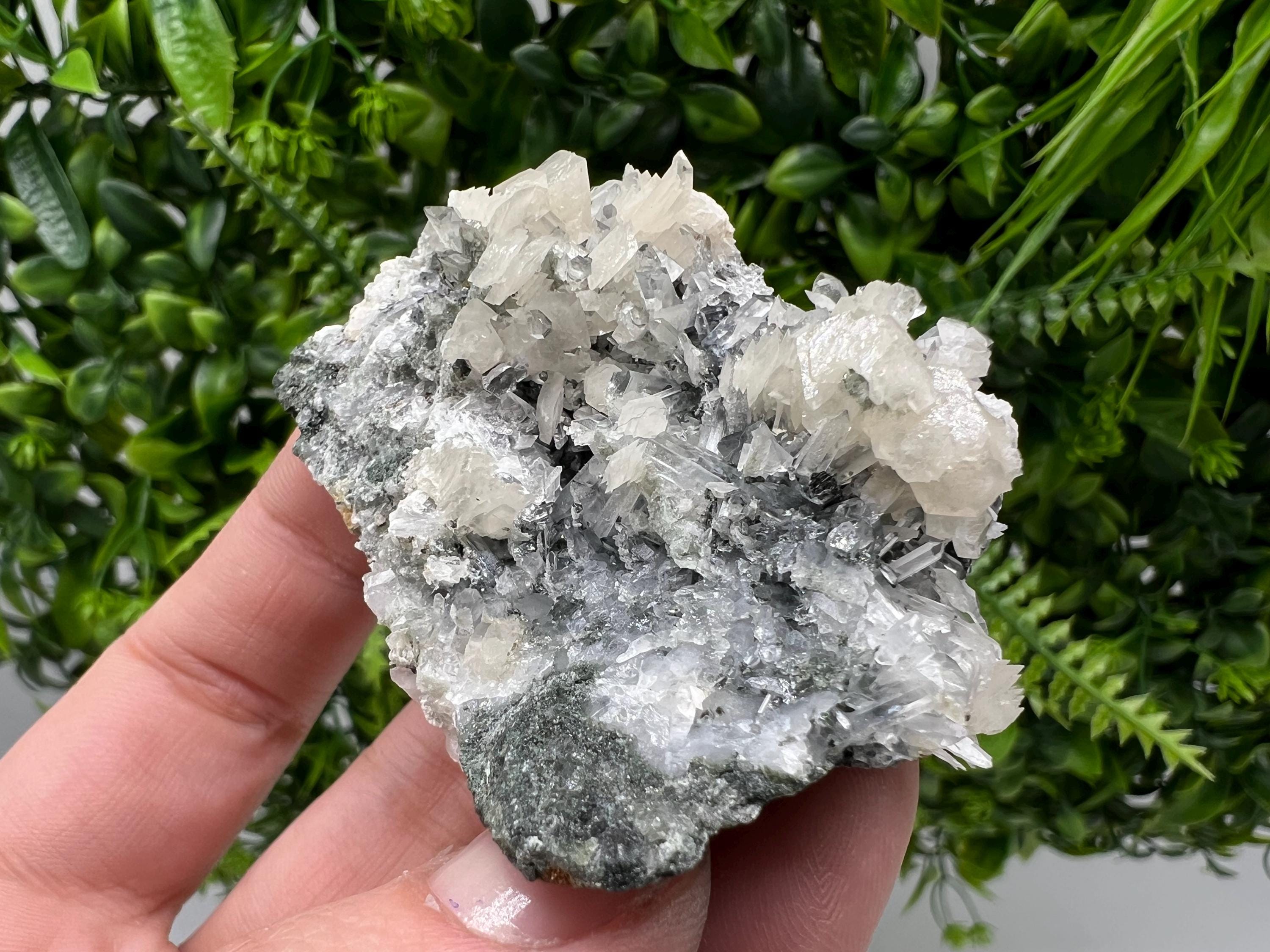 Calcite on Quartz Specimen: Borieva Mine, Bulgaria