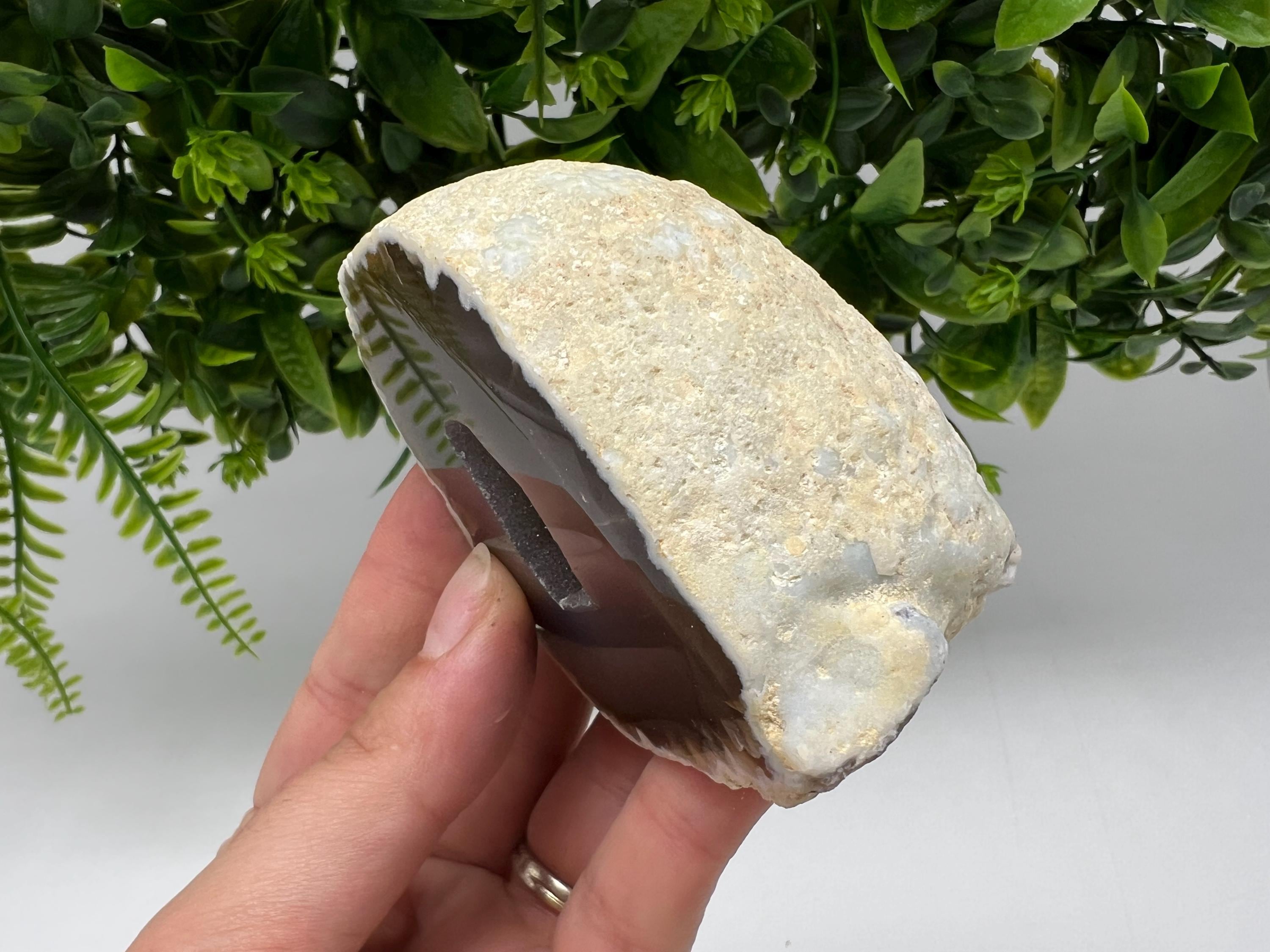 Natural Agate Geode, Druzy Quartz Crystal, Home Decor (287 grams)