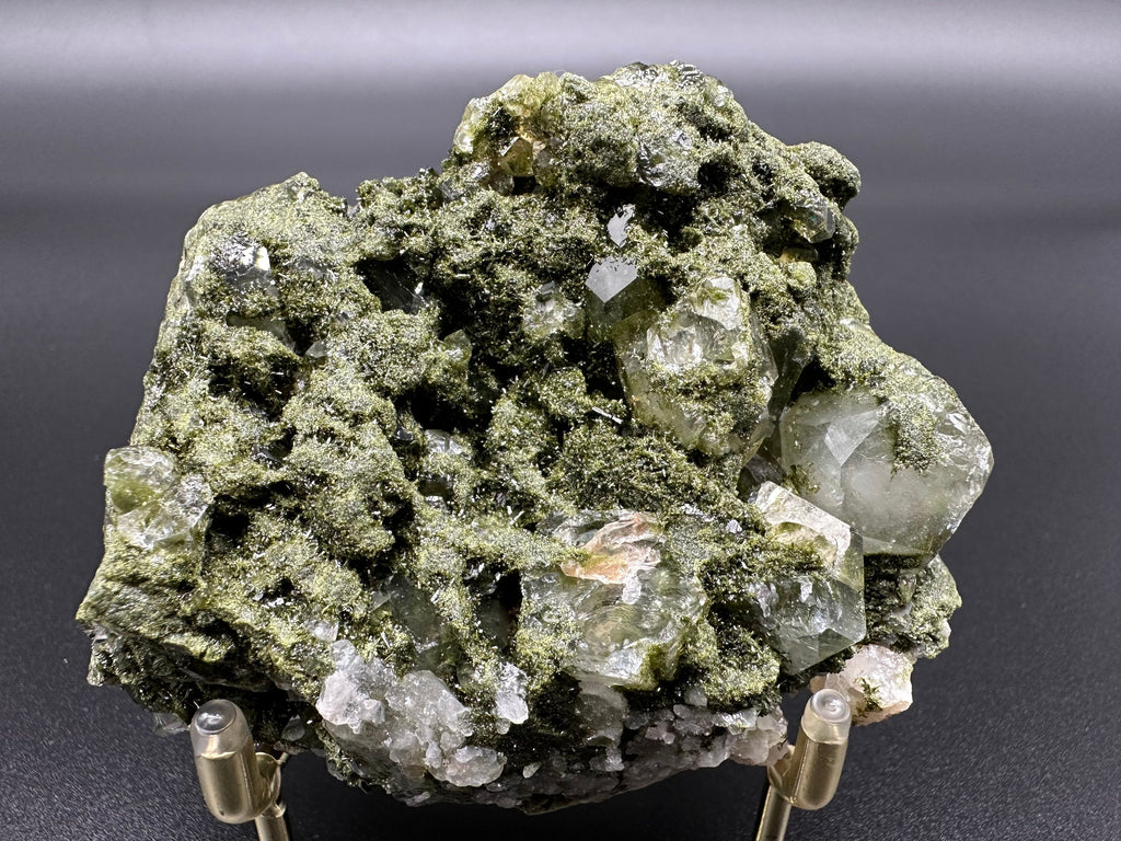 Rare Green Epidote with Quartz Crystals: Eastern Anatolian Decor Stone
