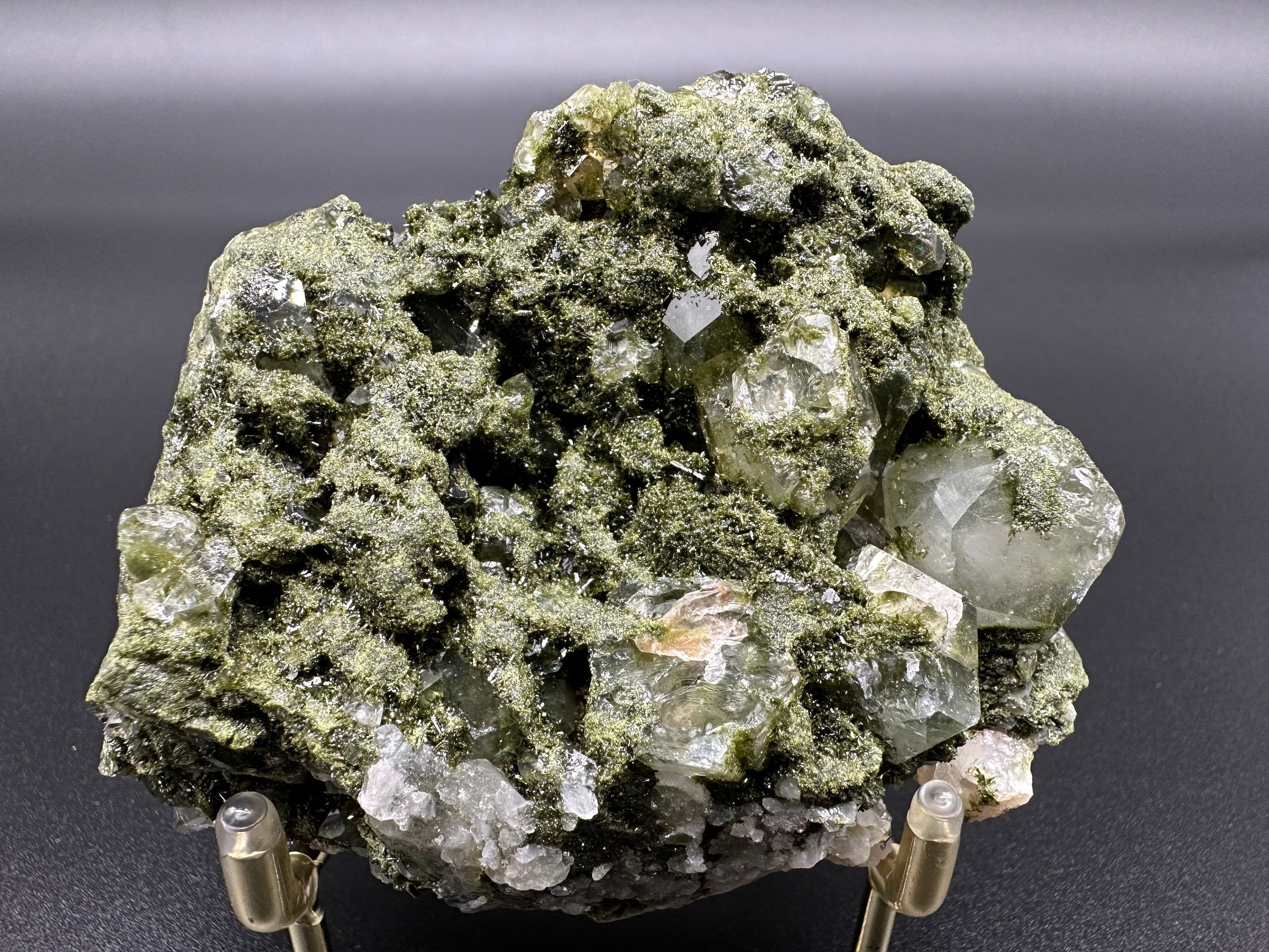Rare Green Epidote with Quartz Crystals: Eastern Anatolian Decor Stone