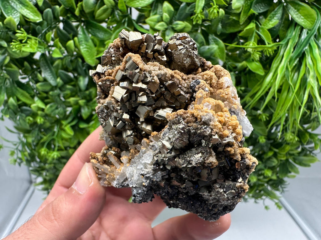 Stunning Pyrite on Quartz,Calcite from Borieva mine,Madan,Bulgaria,natural,collectible mineral specimen,home decor stone,collection crystal