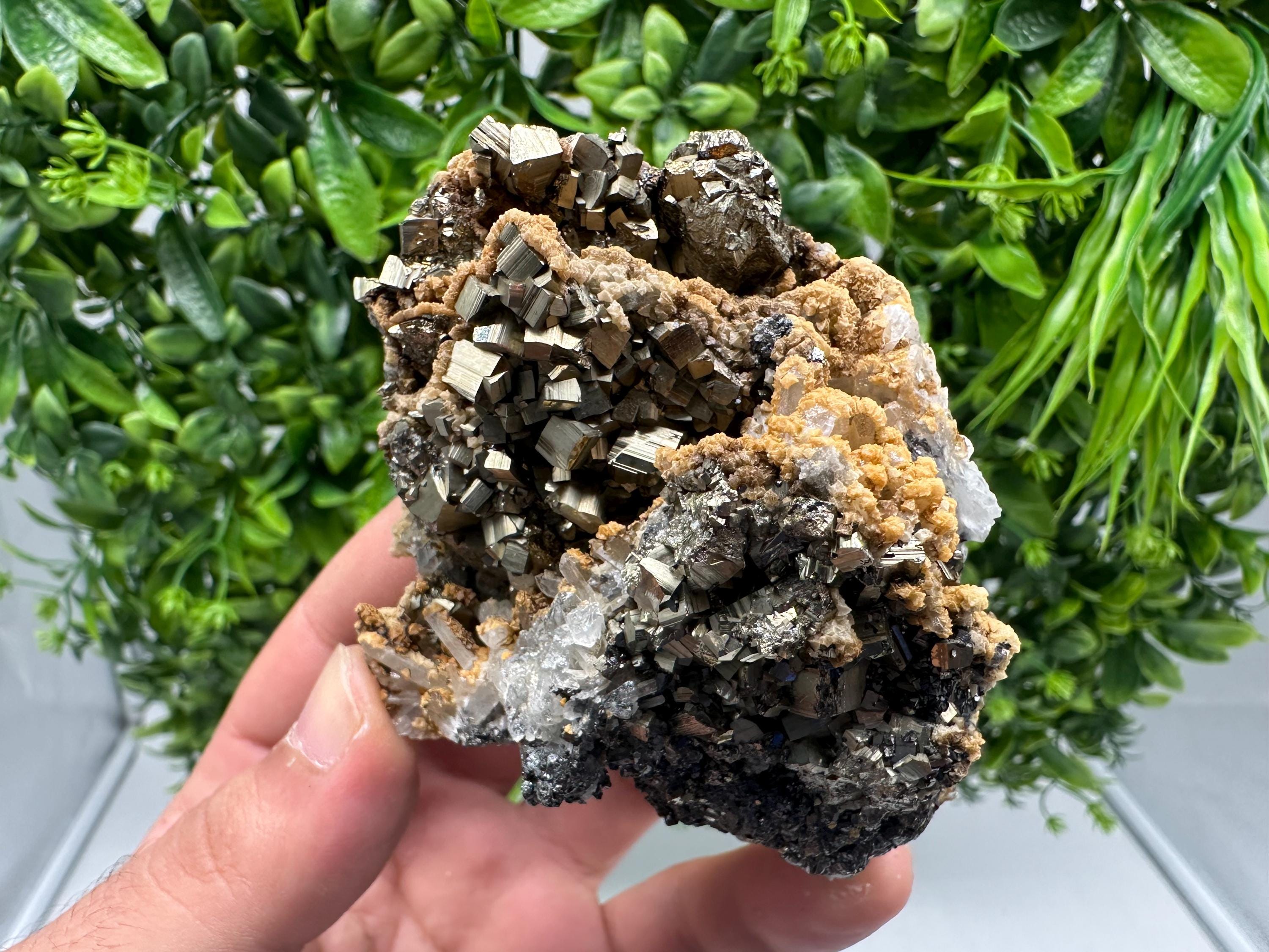 Stunning Pyrite on Quartz,Calcite from Borieva mine,Madan,Bulgaria,natural,collectible mineral specimen,home decor stone,collection crystal