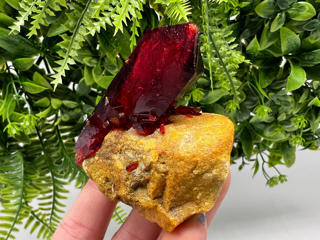 XXL Lab-Grown Red Pruskite Crystal on Matrix