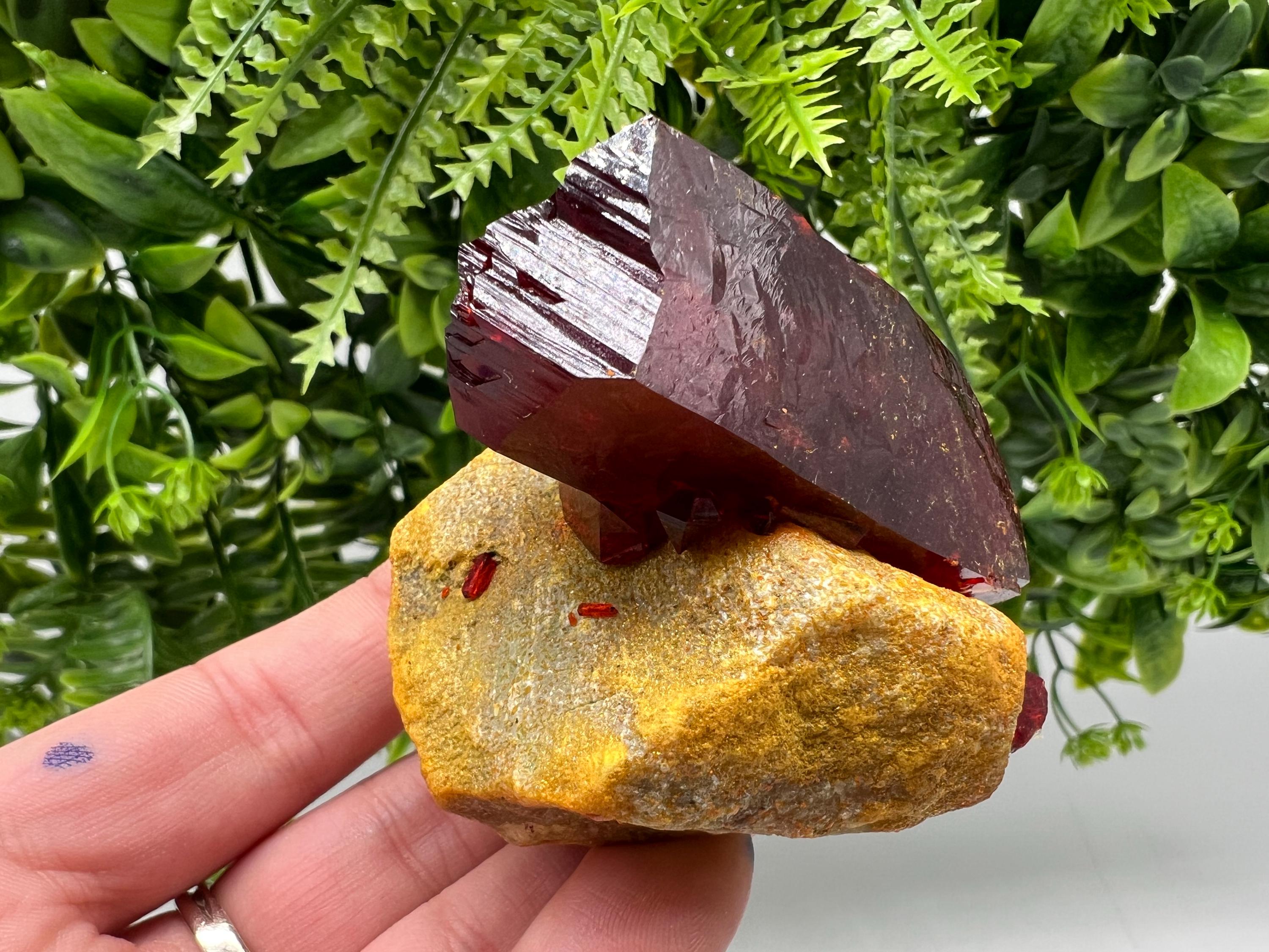 XXL Lab-Grown Ruby Pruskite Crystal on Matrix, Poland
