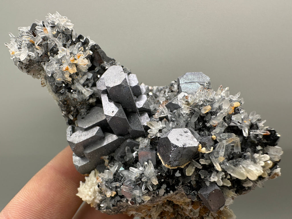 Galena Sphalerite Calcite on Quartz Specimen, Bulgaria Crystal