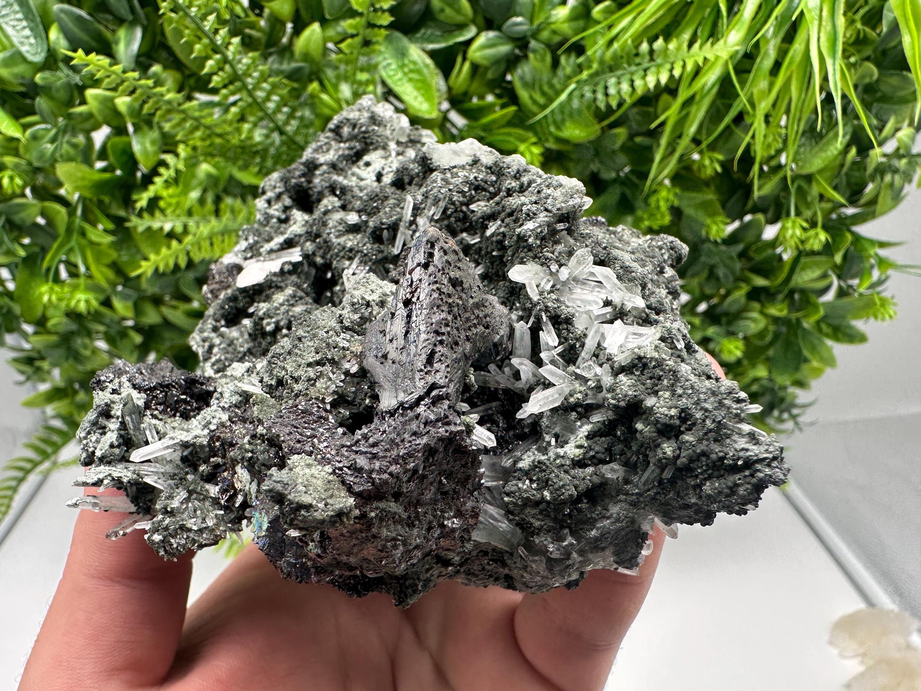 Lovely specimen Green Quartz inclusions Chlorite and Sphalerite/ Natural minerals/ Souvenir crystal gift minerals famous 9th September/Madan