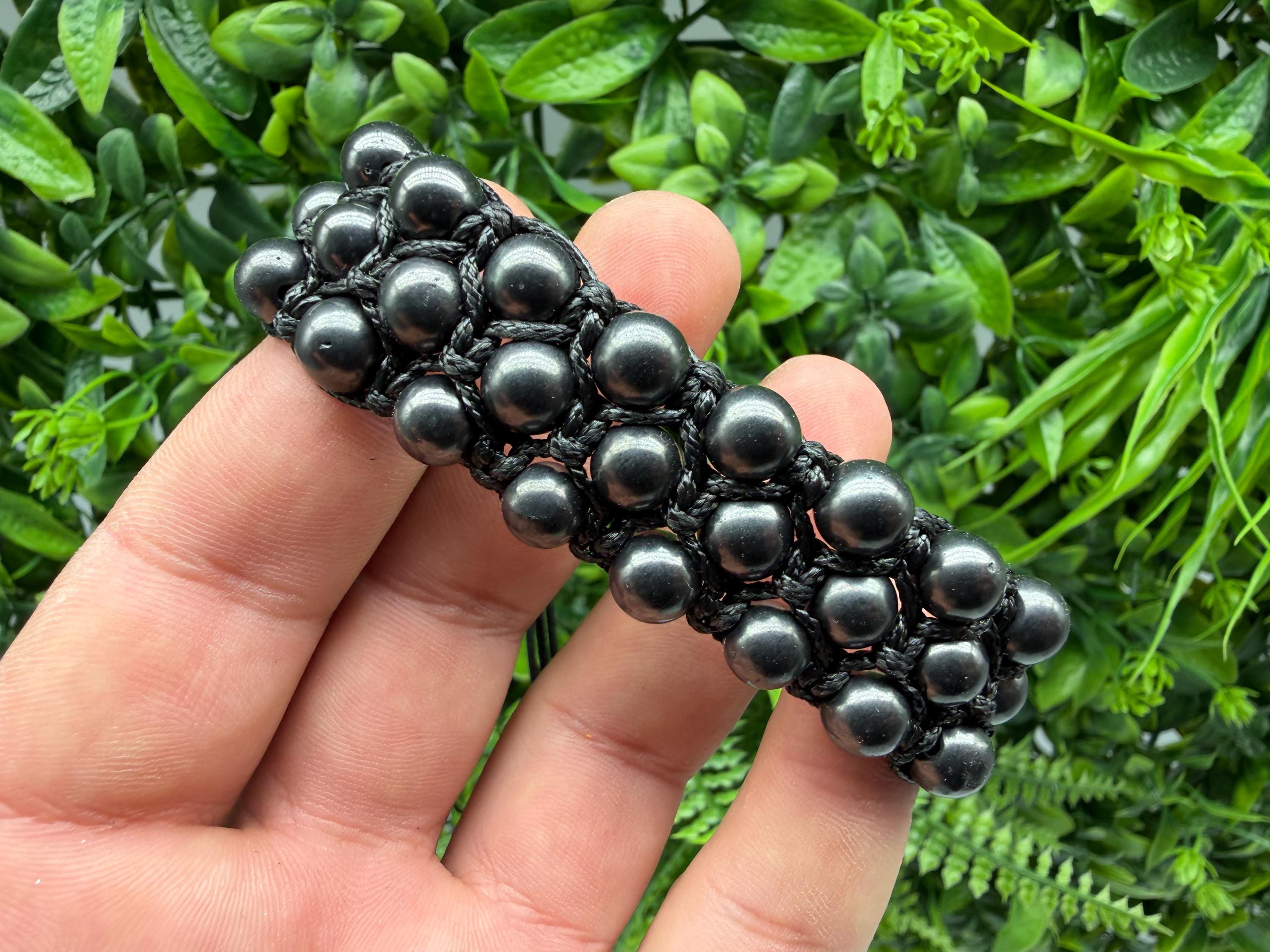 Braided Shungite Bracelet: Adjustable Tie, Men's Jewelry
