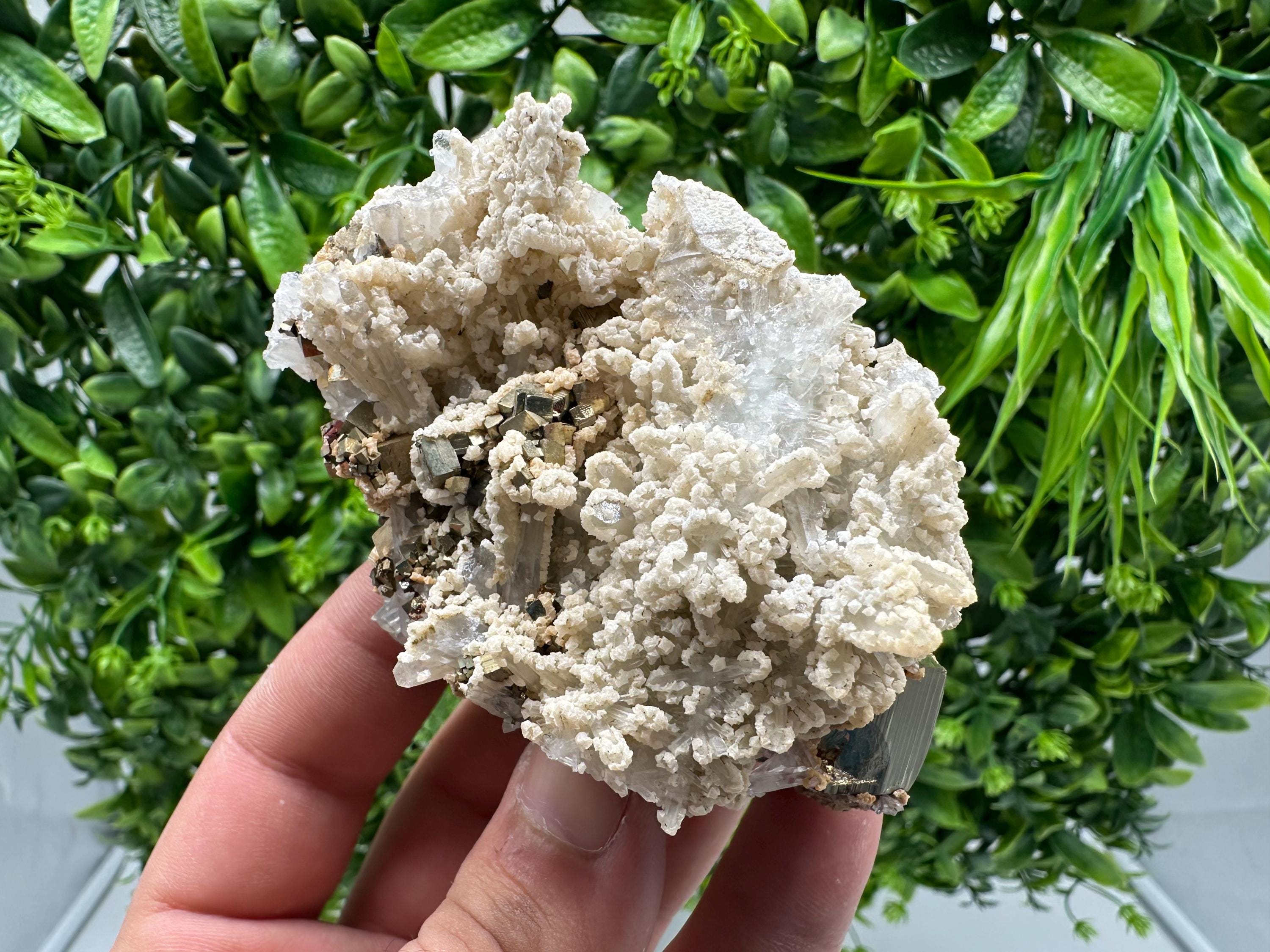 Wonderful Pyrite on Green Quartz,natural,collection mineral,gift,home decor stone,rare crystal,collection Borieva mine,Madan,Bulgaria