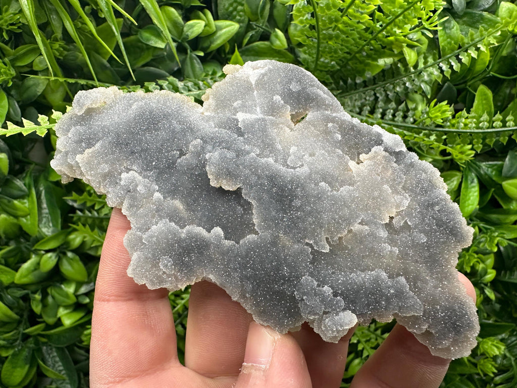 Blue Chalcedony Quartz with Chlorite Inclusions: Bulgaria Crystal Decor Stone