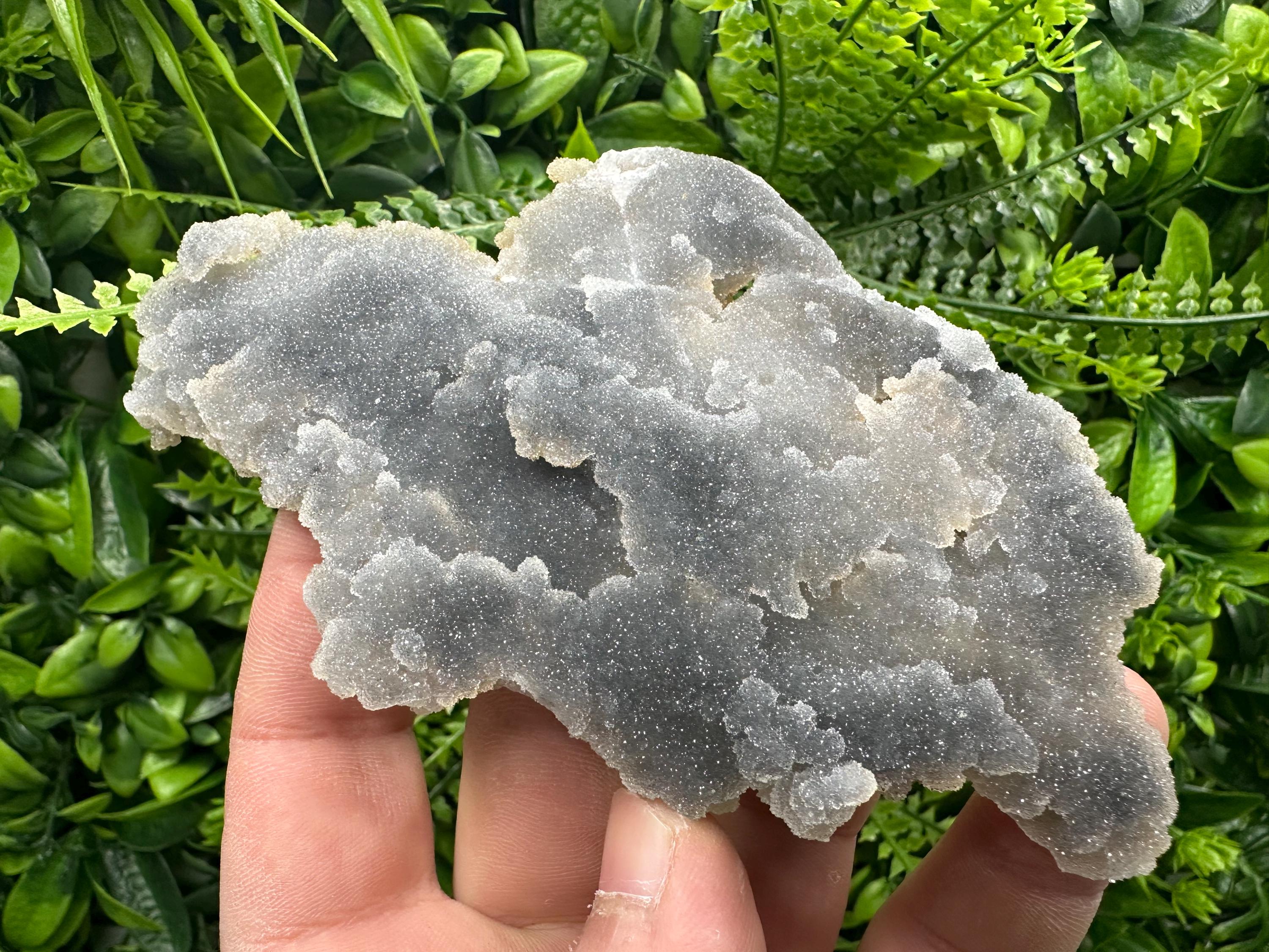 Blue Chalcedony Quartz with Chlorite Inclusions: Bulgaria Crystal Decor Stone
