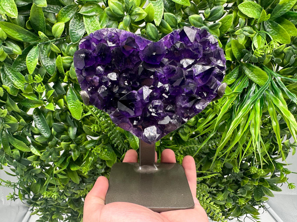 Large Purple Amethyst Heart: Natural Uruguay Crystal, Home Decor