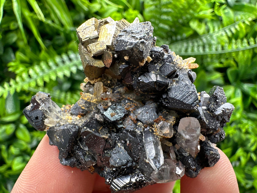 Rainbow Pyrite on Sphalerite with Quartz and Siderite, Collection Specimen